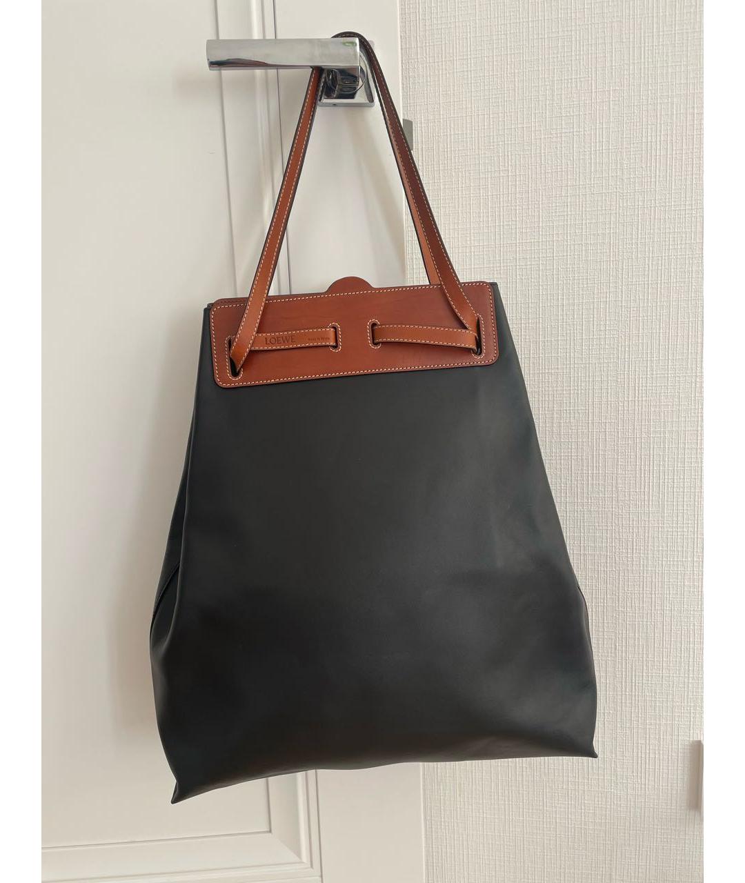 LOEWE Черная кожаная сумка тоут, фото 3
