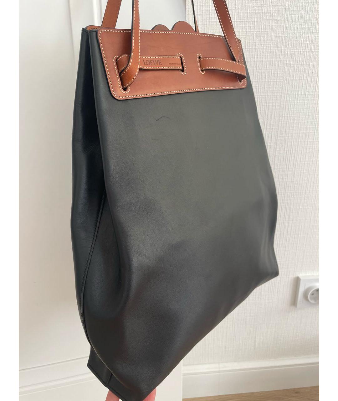 LOEWE Черная кожаная сумка тоут, фото 2