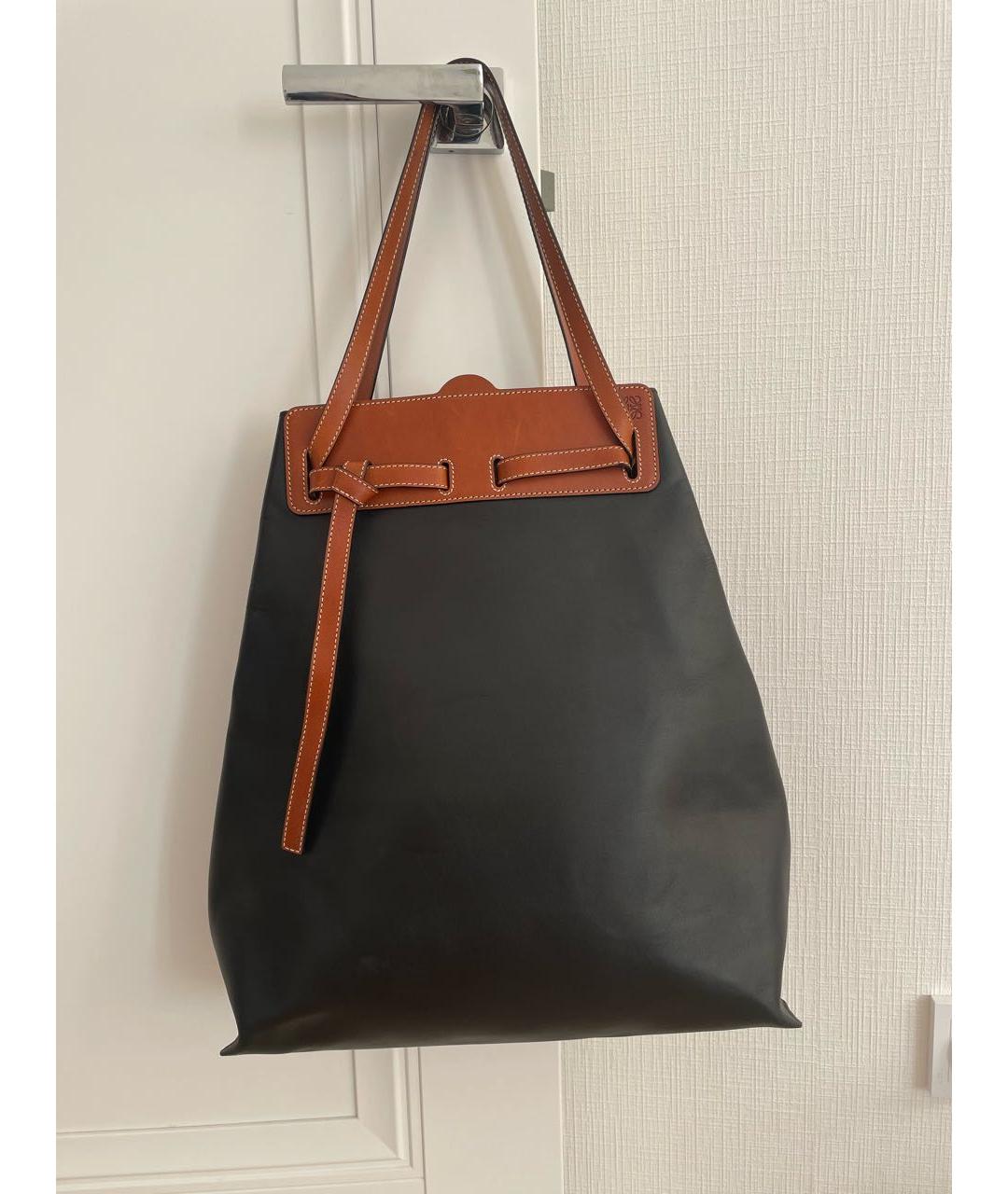 LOEWE Черная кожаная сумка тоут, фото 6