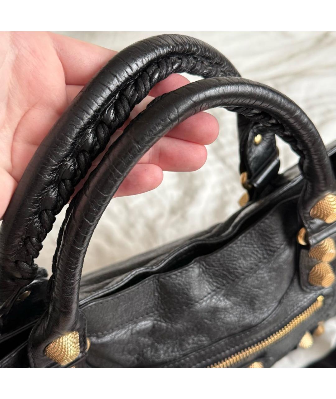 BALENCIAGA Черная кожаная сумка с короткими ручками, фото 3