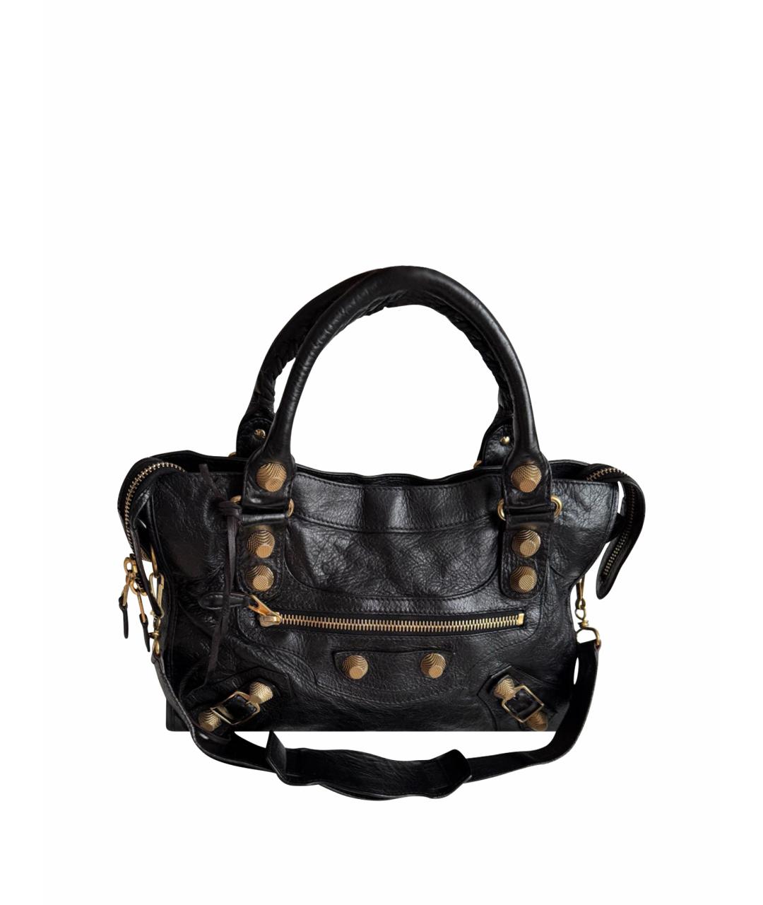 BALENCIAGA Черная кожаная сумка с короткими ручками, фото 1