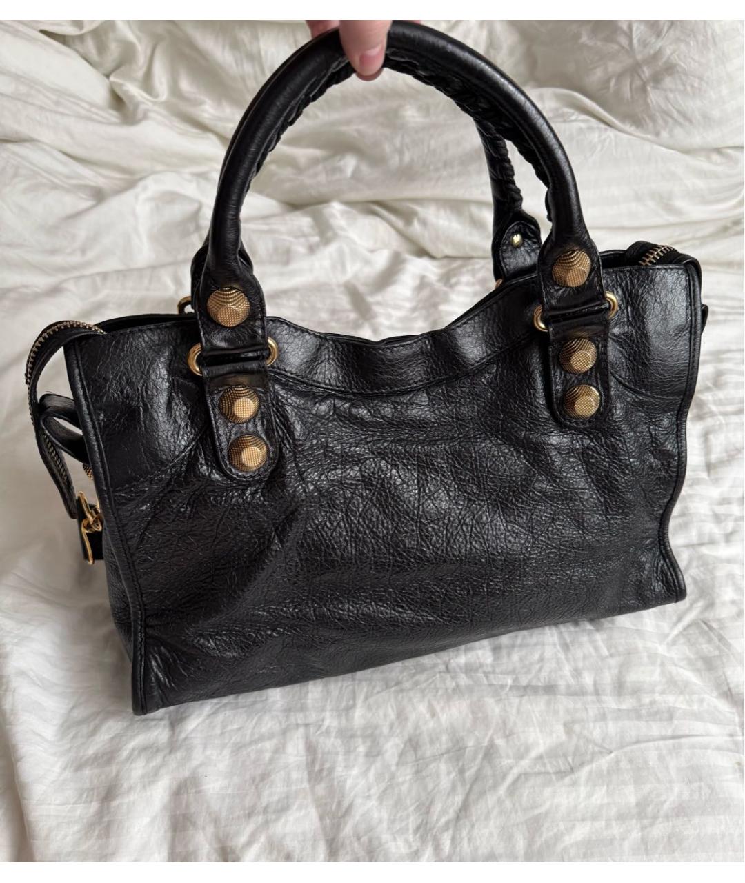 BALENCIAGA Черная кожаная сумка с короткими ручками, фото 2