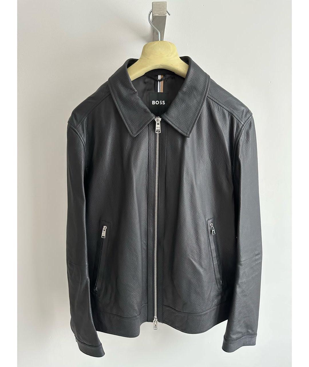 HUGO BOSS Черная кожаная куртка, фото 9
