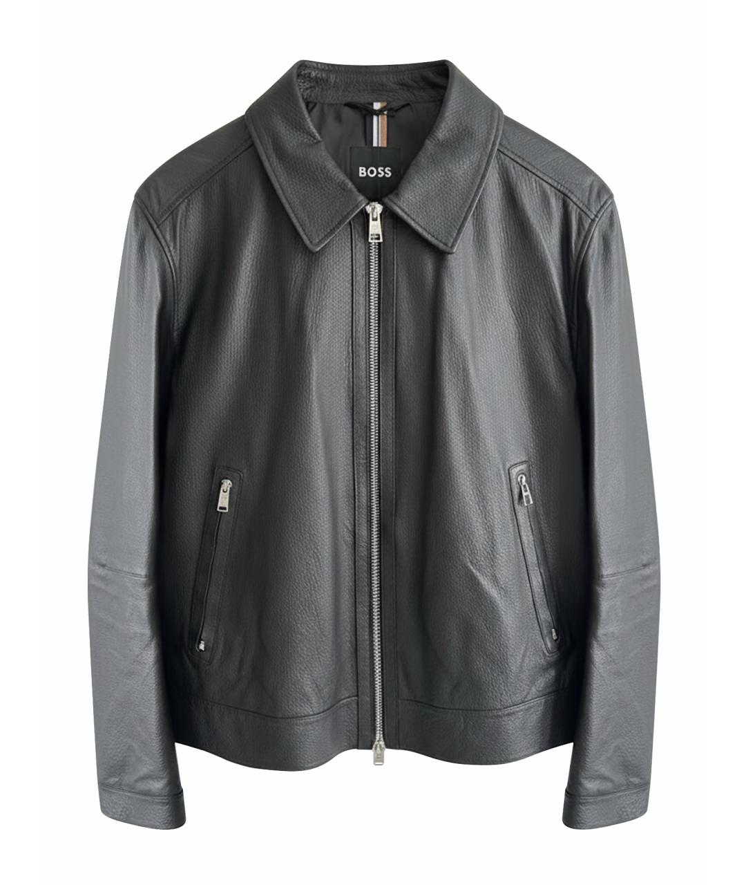 HUGO BOSS Черная кожаная куртка, фото 1