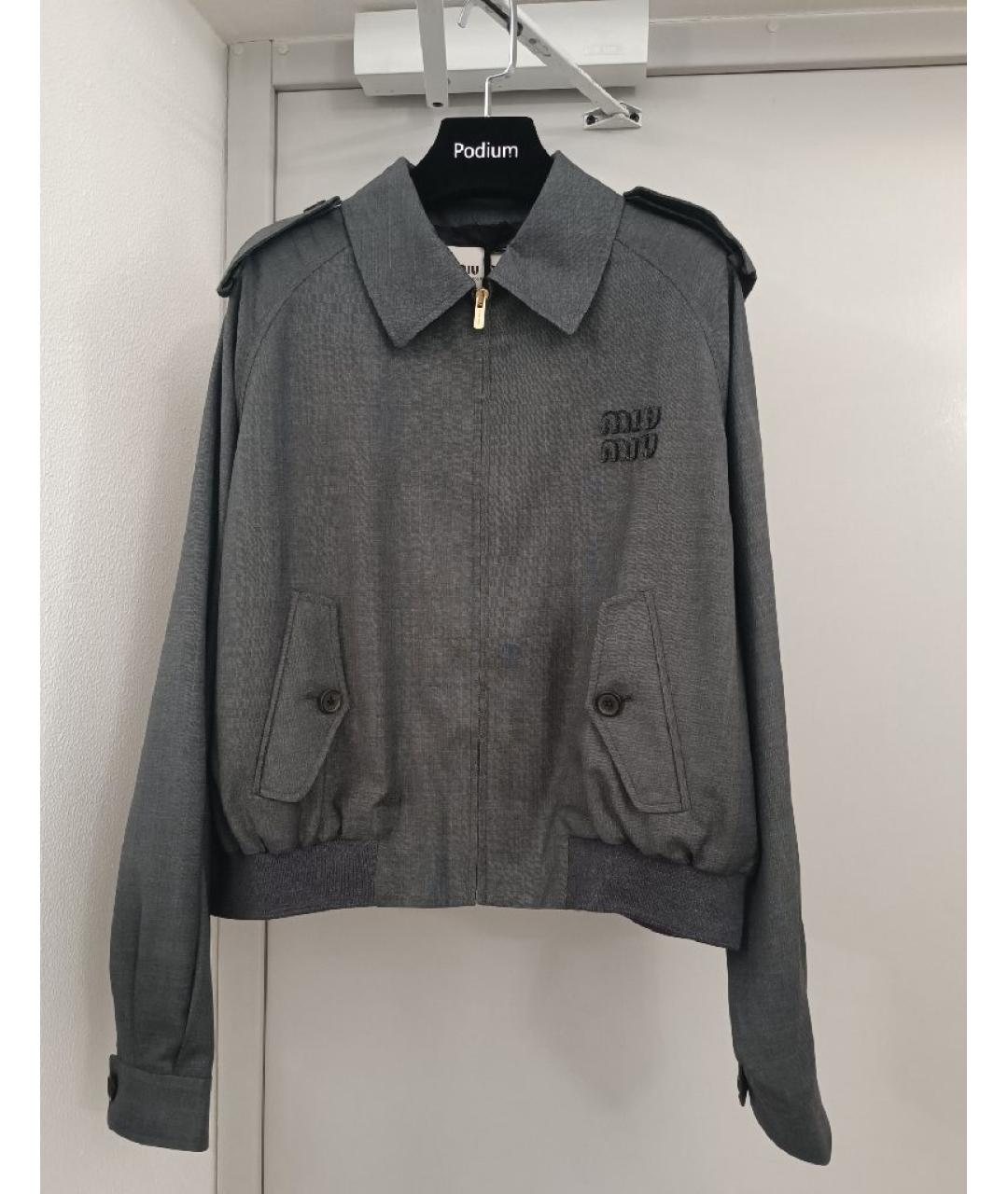 MIU MIU Серая шерстяная куртка, фото 10