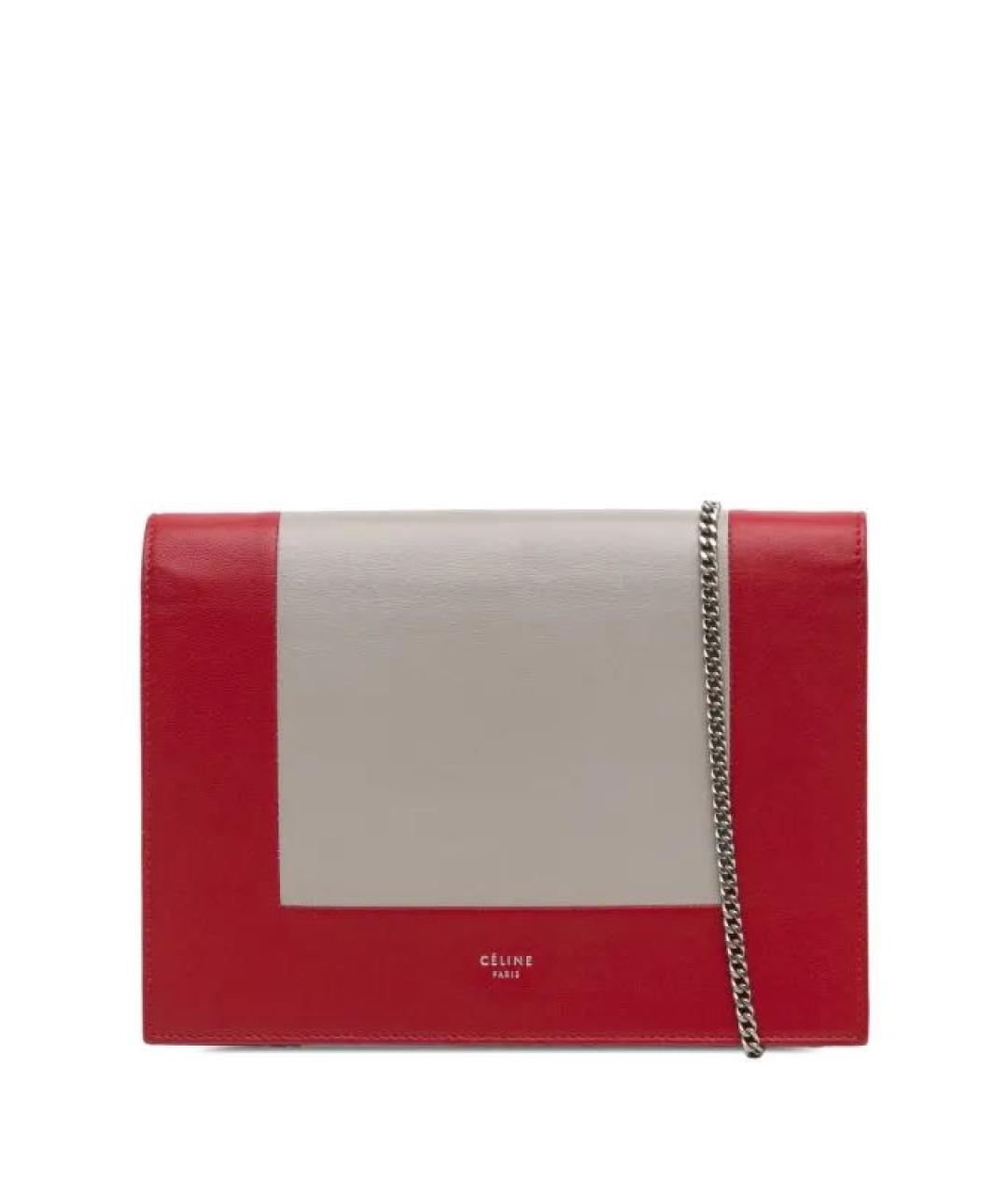 CELINE Красная кожаная сумка через плечо, фото 1