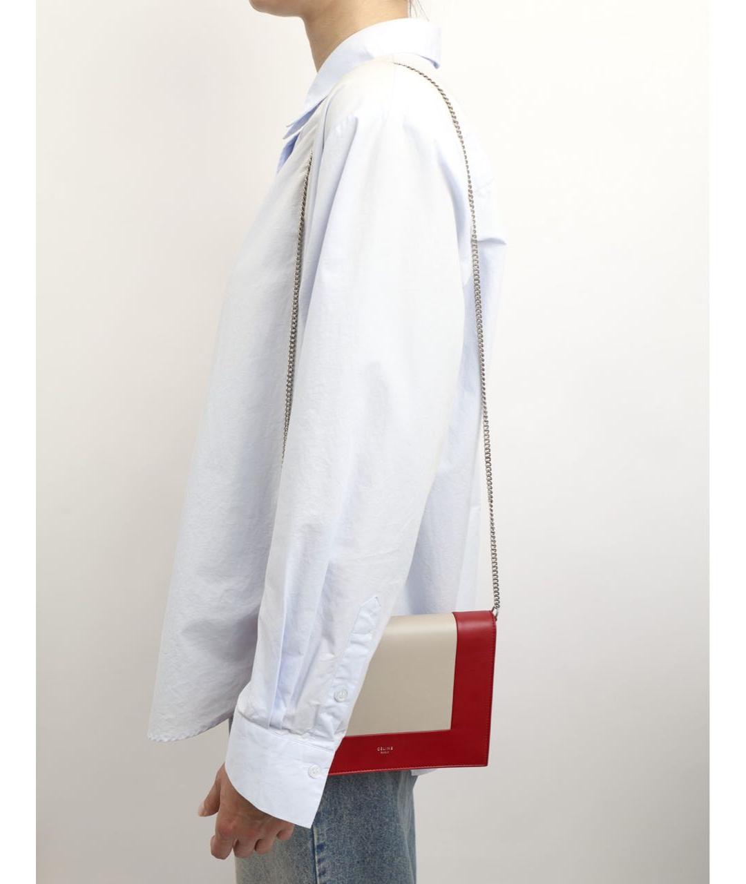 CELINE Красная кожаная сумка через плечо, фото 2