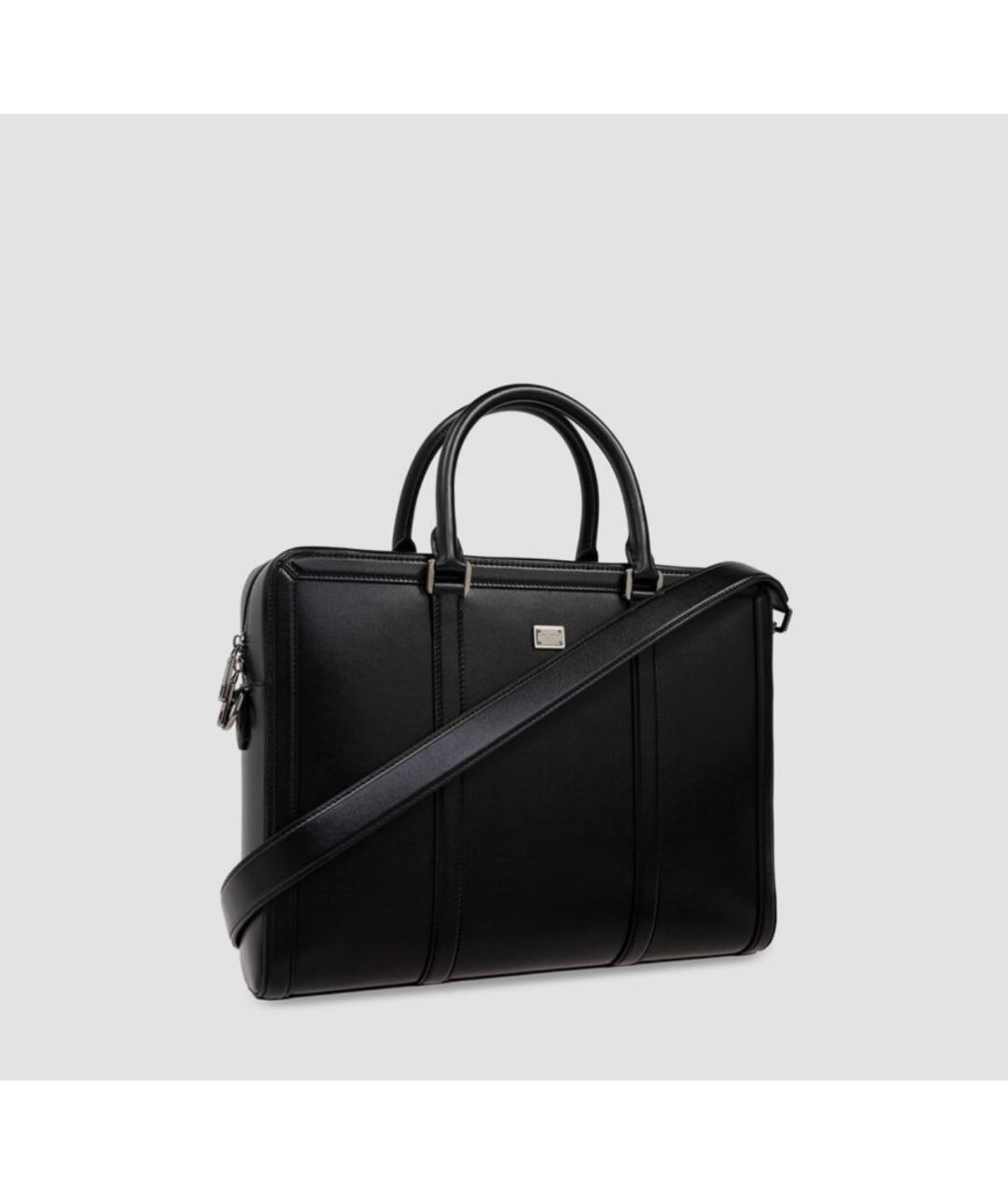 DOLCE&GABBANA Черный кожаный портфель, фото 2