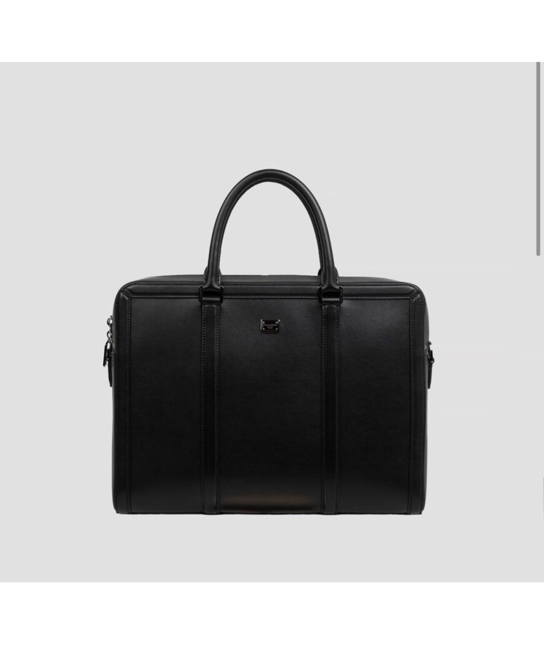 DOLCE&GABBANA Черный кожаный портфель, фото 5