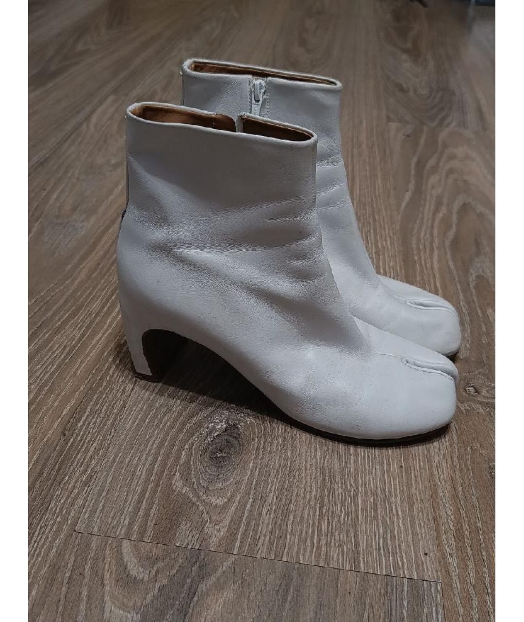 MAISON MARGIELA Белые кожаные ботильоны, фото 8