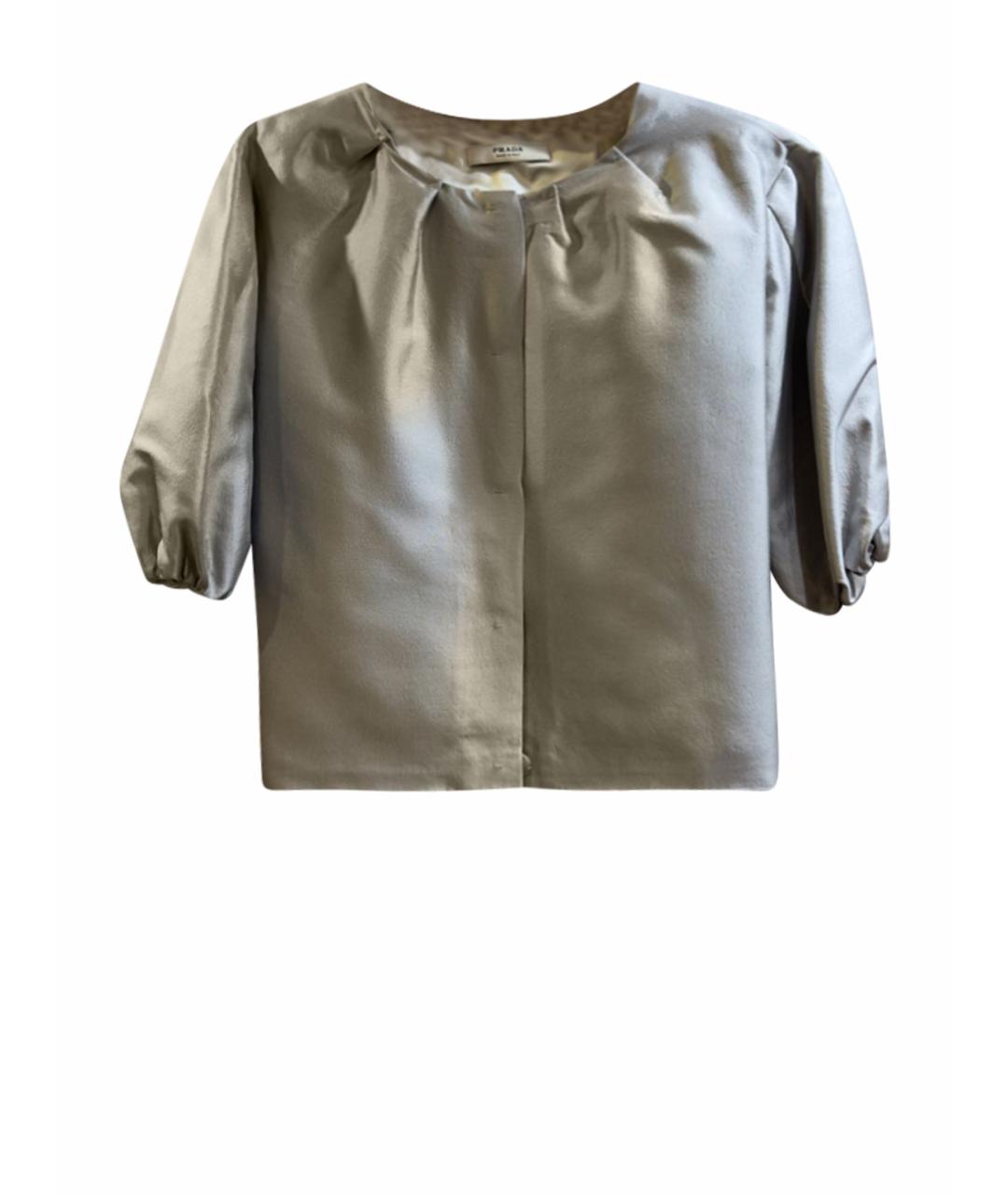 PRADA Серебрянный шерстяной жакет/пиджак, фото 1