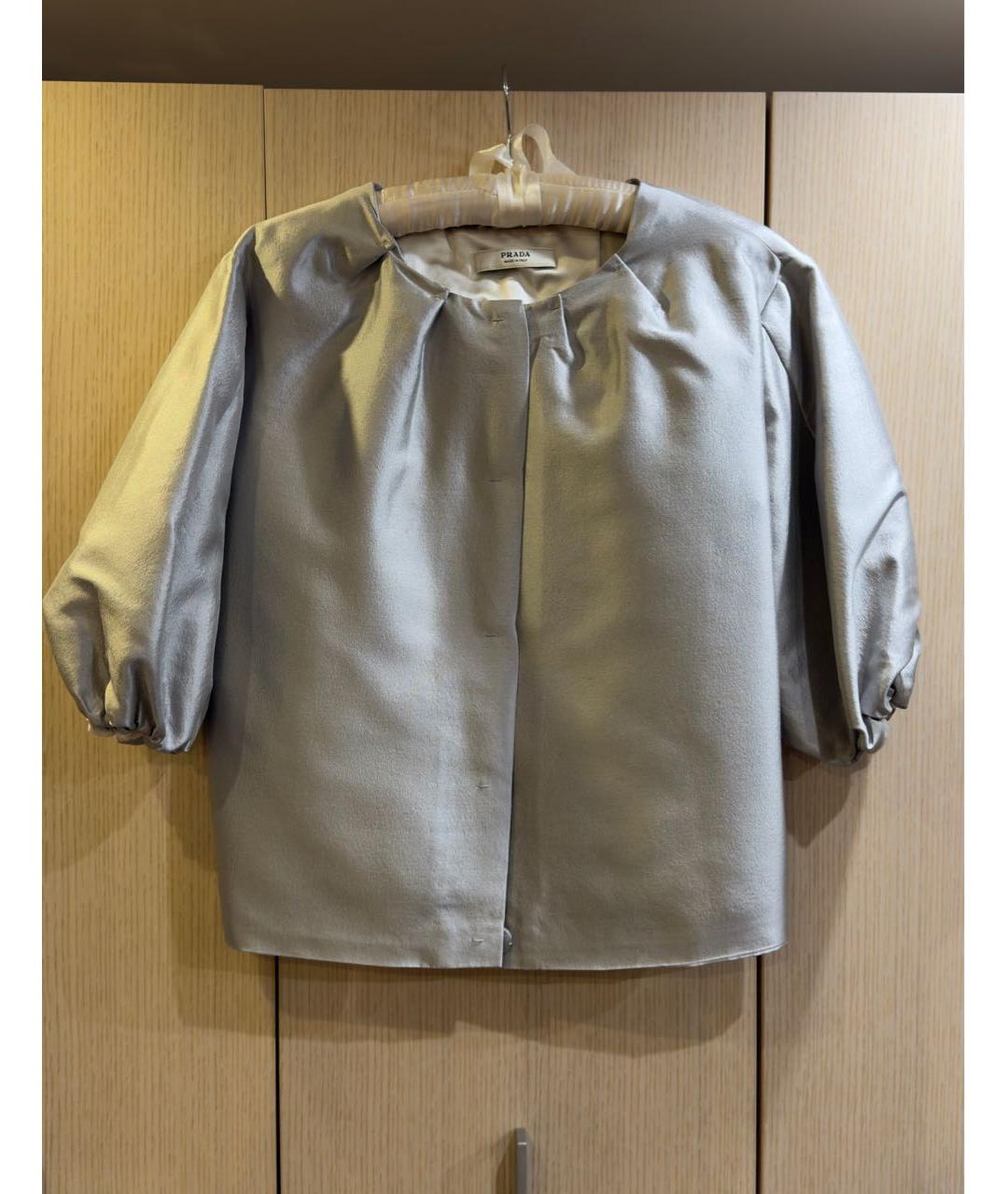 PRADA Серебрянный шерстяной жакет/пиджак, фото 6