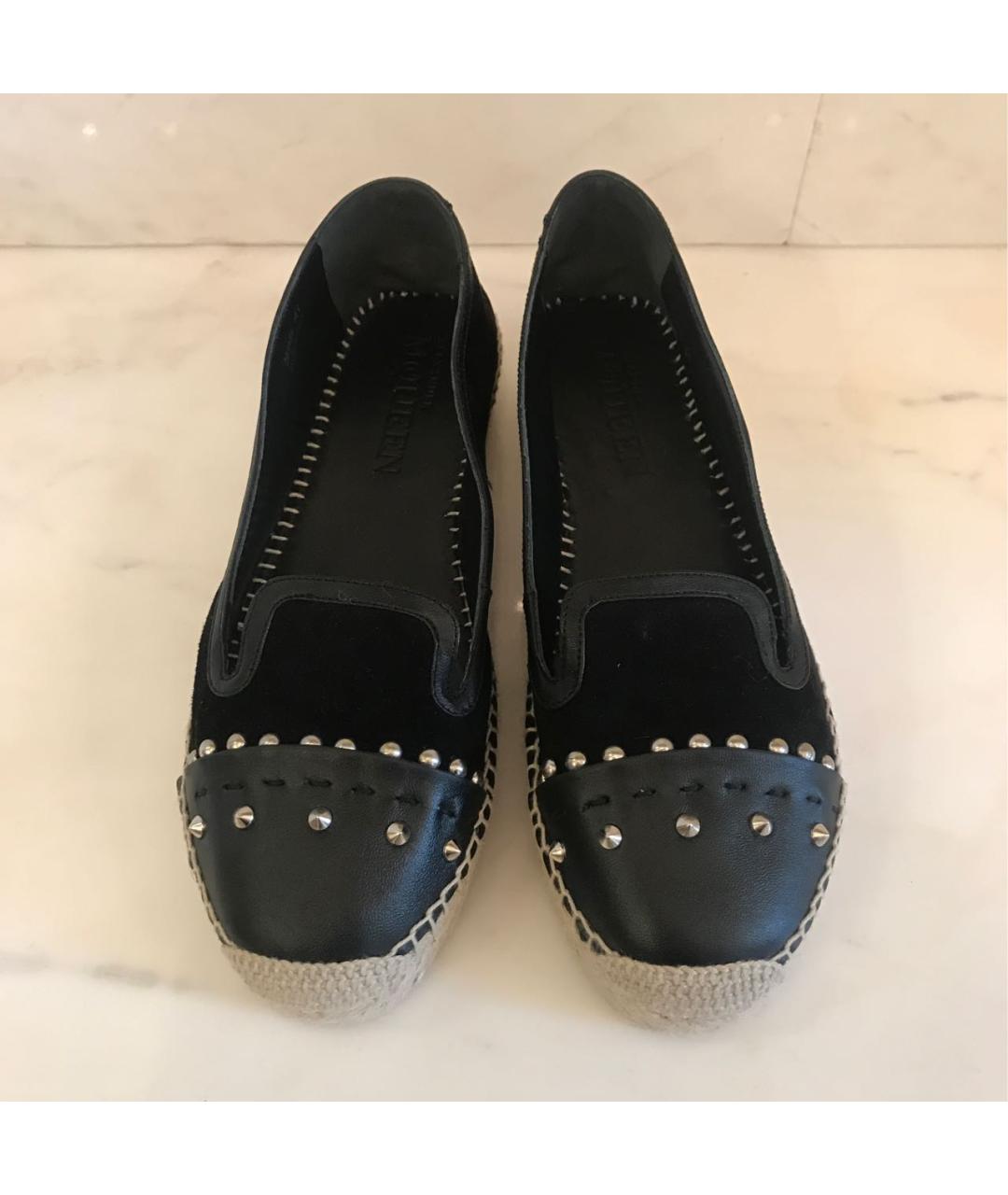 ALEXANDER MCQUEEN Черные кожаные эспадрильи, фото 7