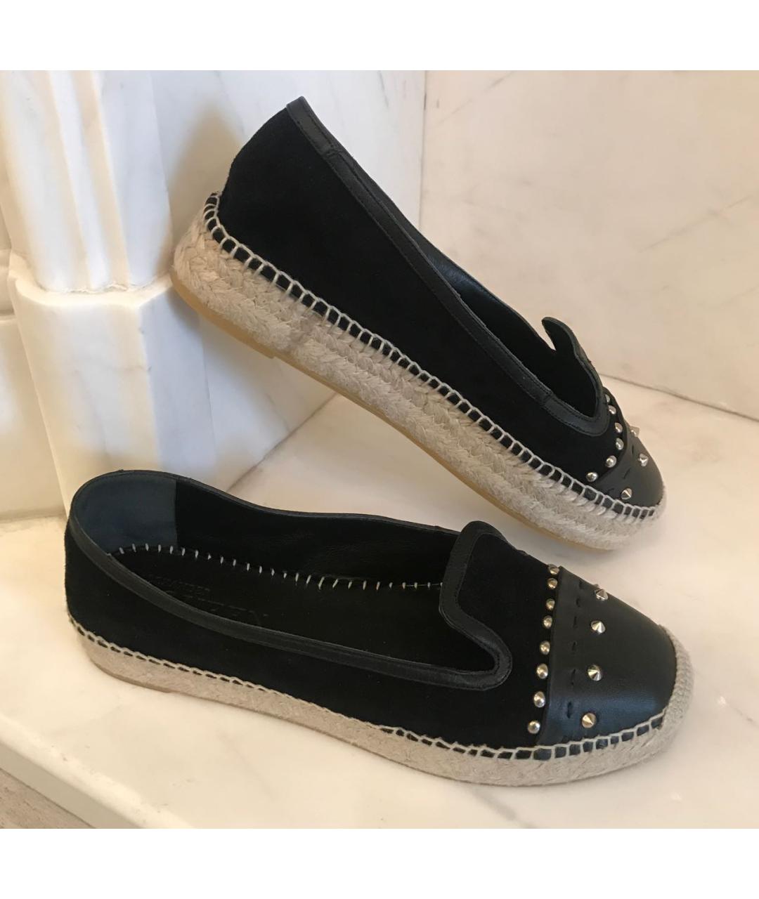 ALEXANDER MCQUEEN Черные кожаные эспадрильи, фото 6