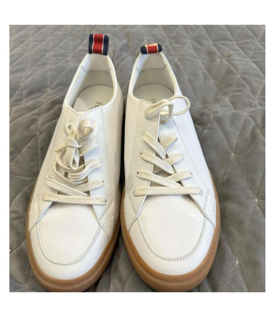 FENDI Белые кожаные низкие кроссовки / кеды, фото 2