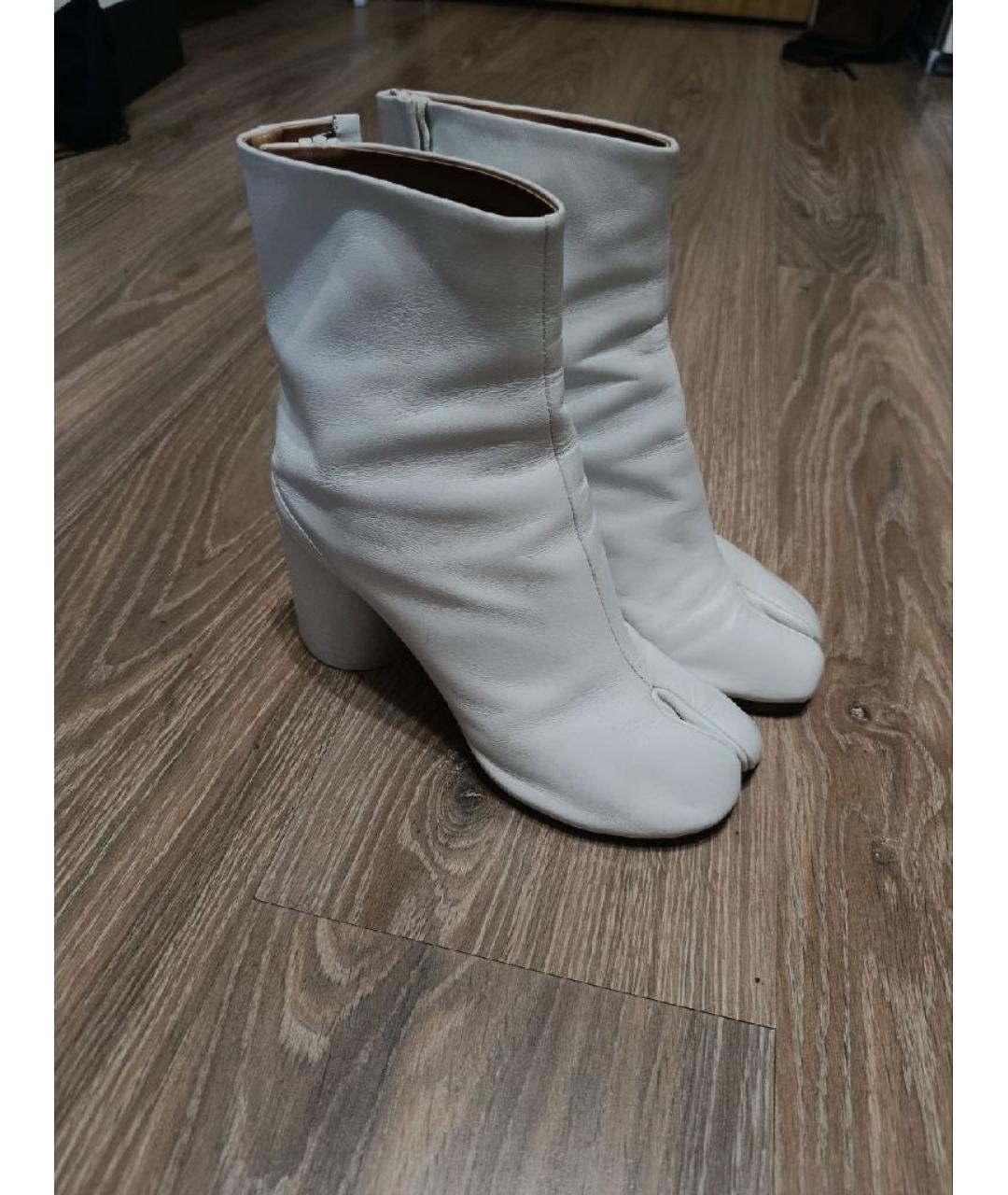 MAISON MARGIELA Белые кожаные ботильоны, фото 2