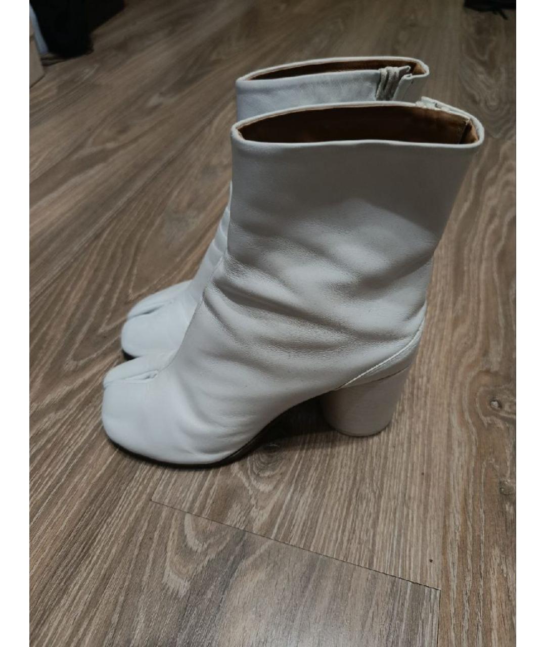 MAISON MARGIELA Белые кожаные ботильоны, фото 6