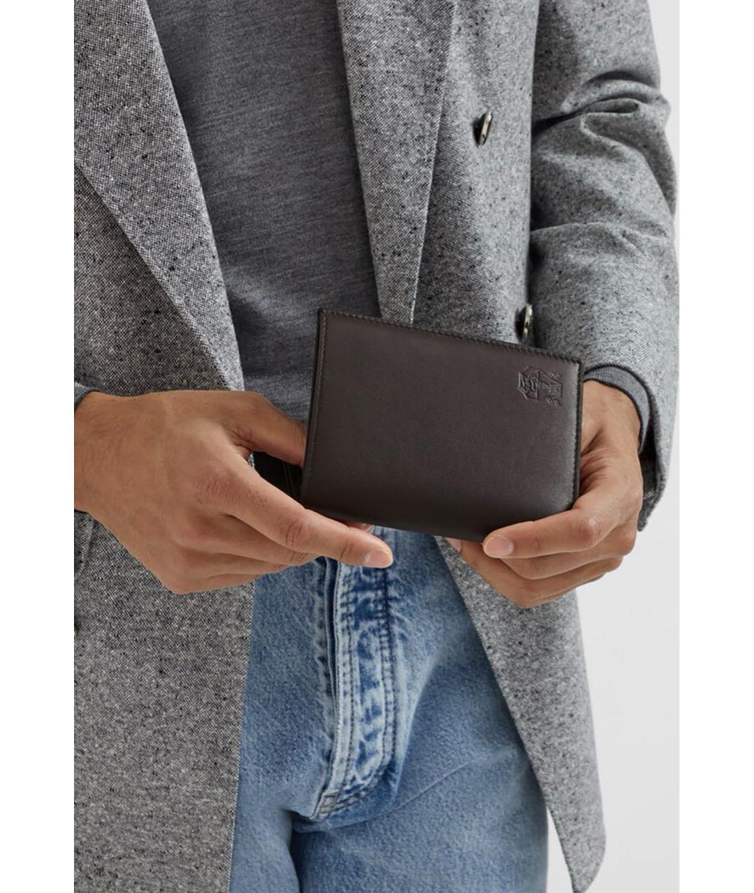 BRUNELLO CUCINELLI Коричневый кожаный кардхолдер, фото 7