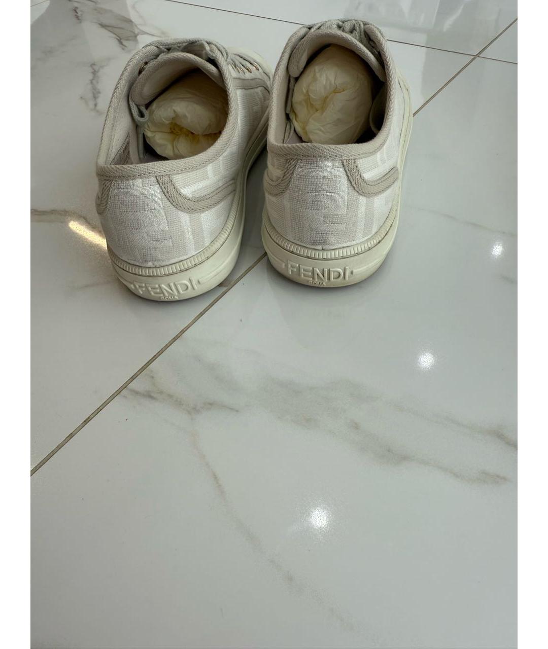 FENDI Бежевые текстильные кеды, фото 4