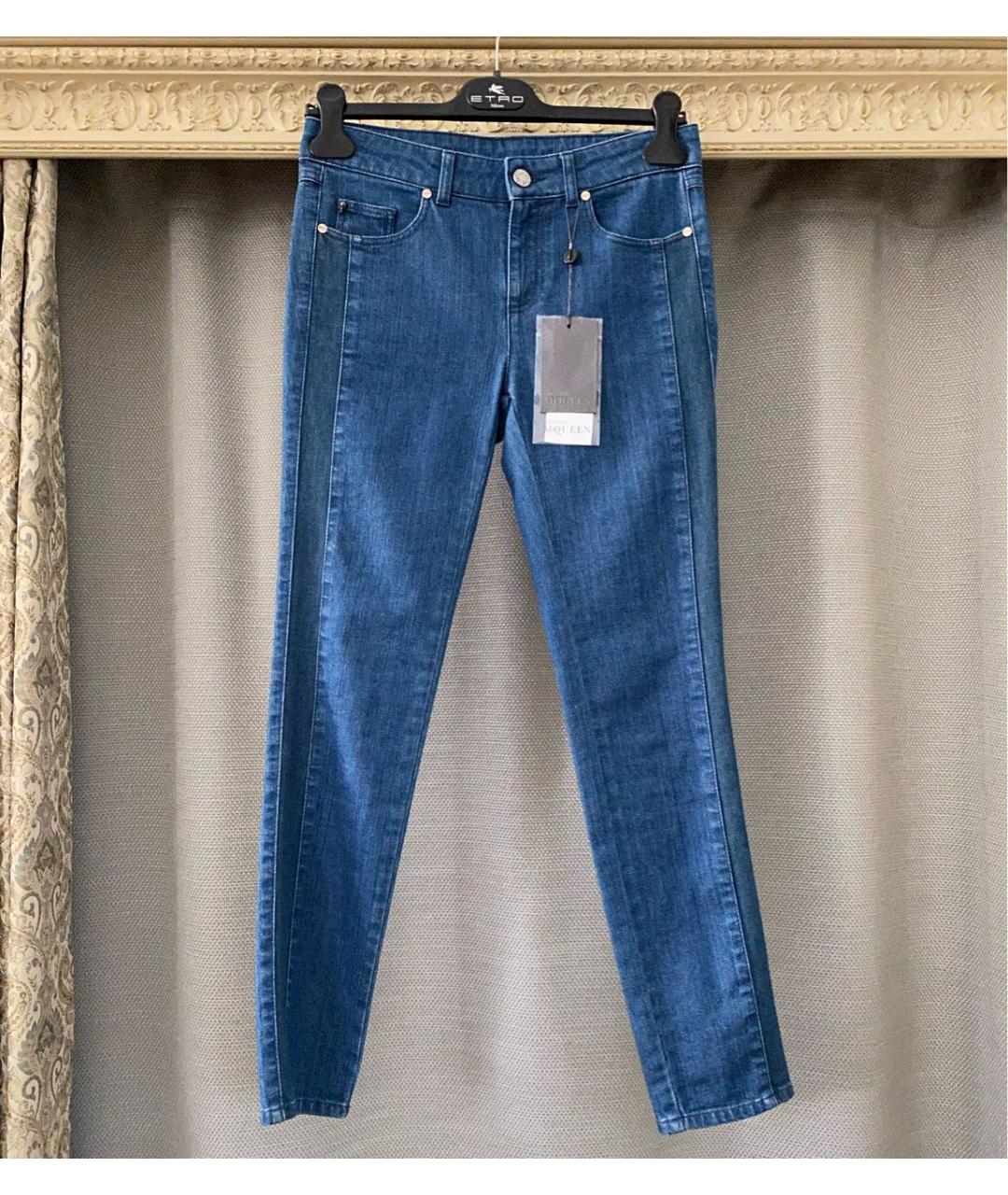 ALEXANDER MCQUEEN Синие хлопко-эластановые джинсы слим, фото 6