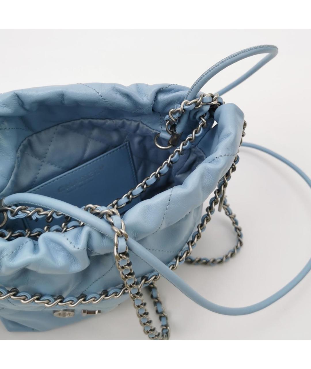 CHANEL Голубая кожаная сумка через плечо, фото 6