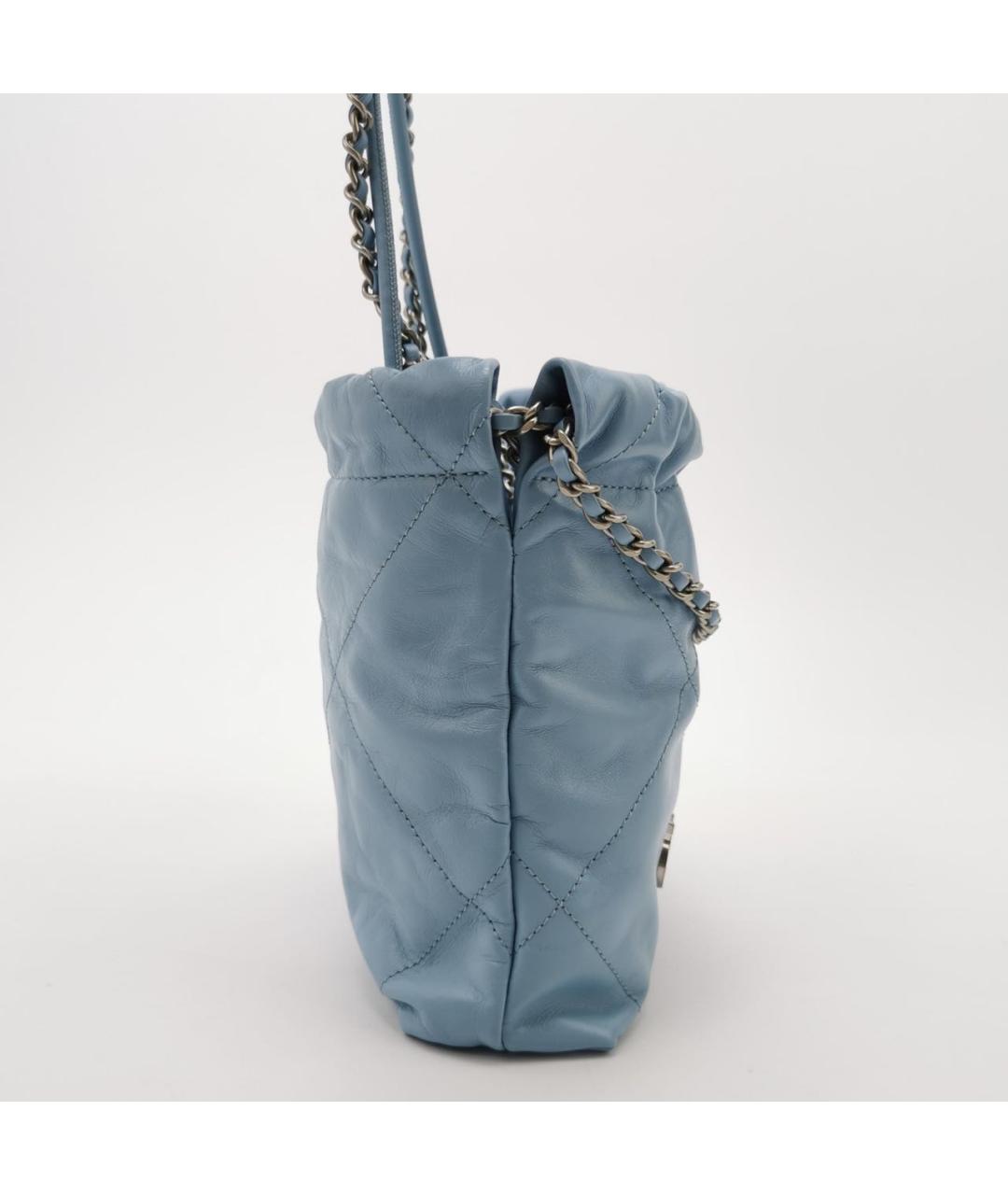 CHANEL Голубая кожаная сумка через плечо, фото 3