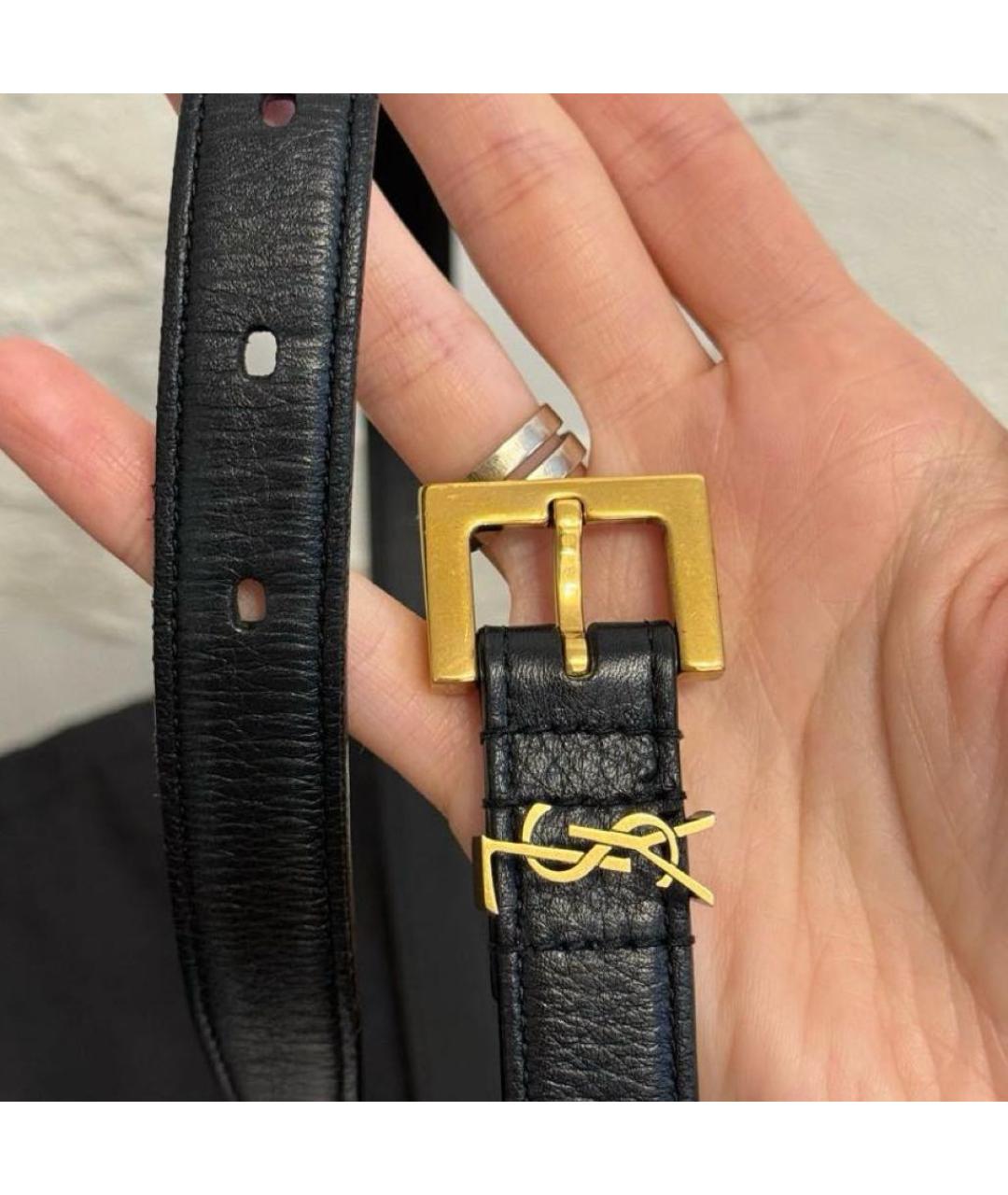 SAINT LAURENT Черный кожаный ремень, фото 4