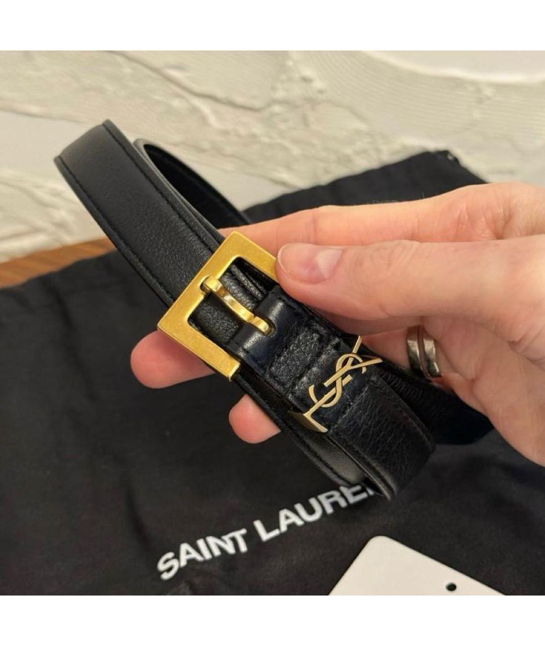 SAINT LAURENT Черный кожаный ремень, фото 6