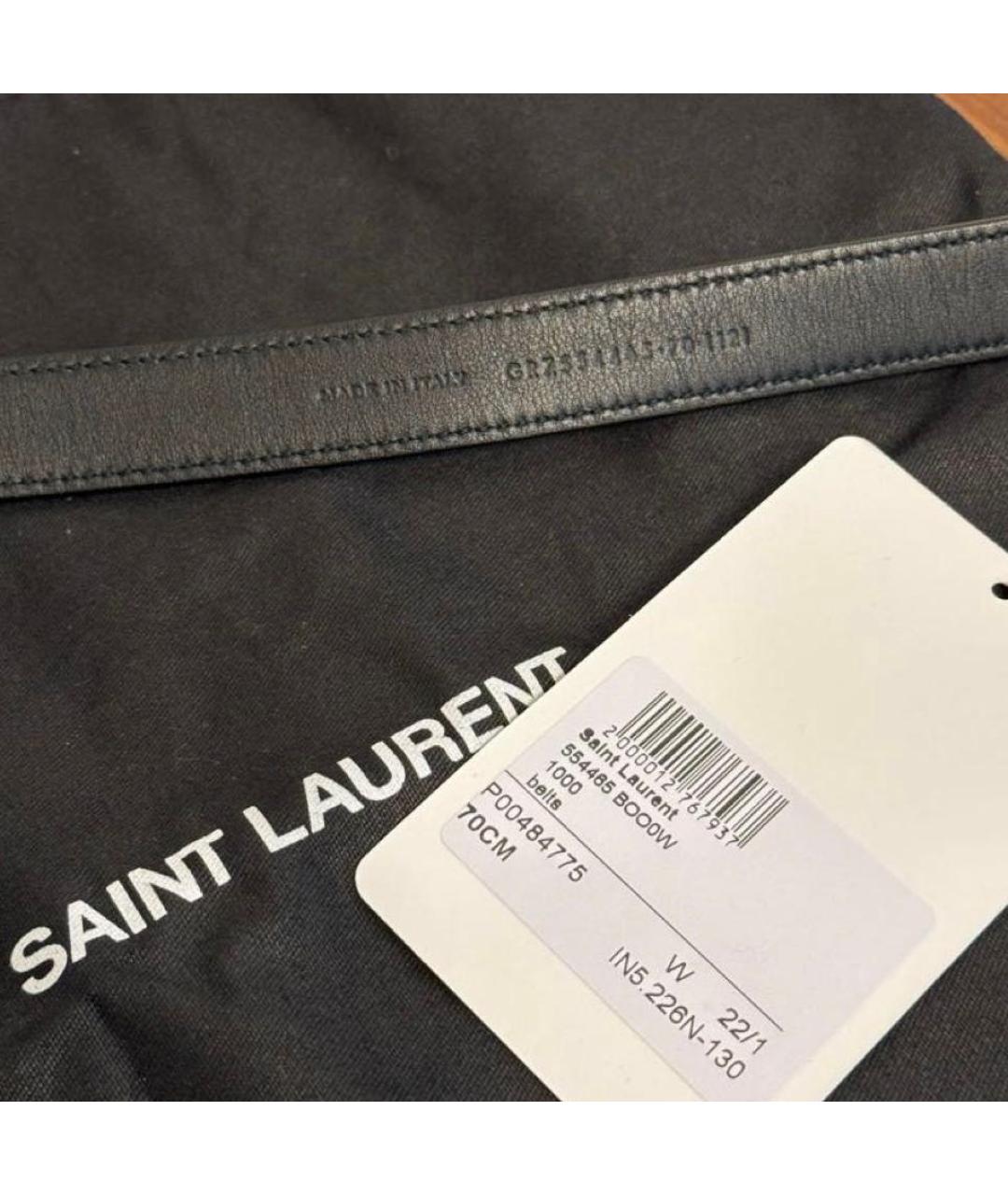 SAINT LAURENT Черный кожаный ремень, фото 3