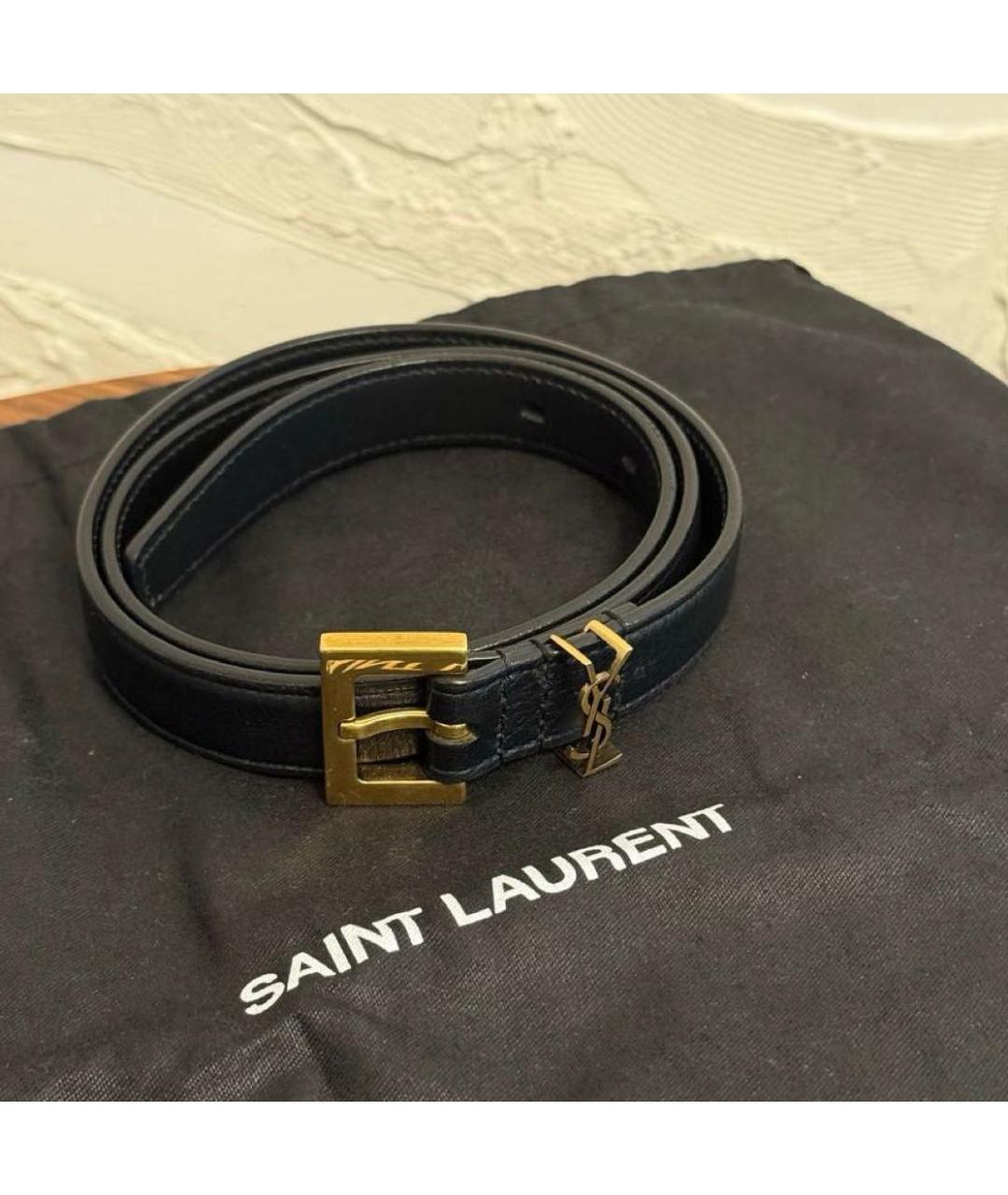 SAINT LAURENT Черный кожаный ремень, фото 7