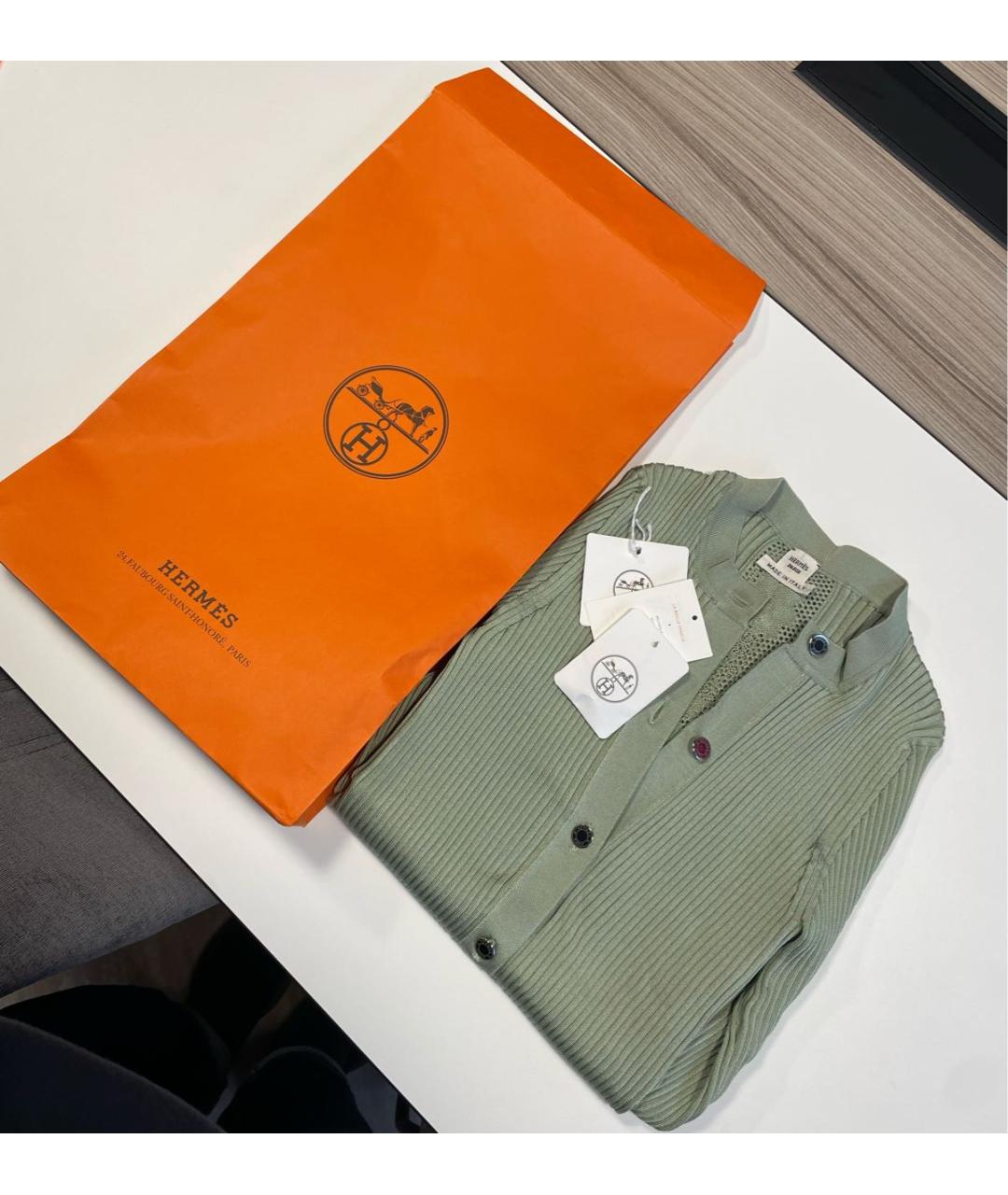 HERMES Зеленый шелковый джемпер / свитер, фото 3