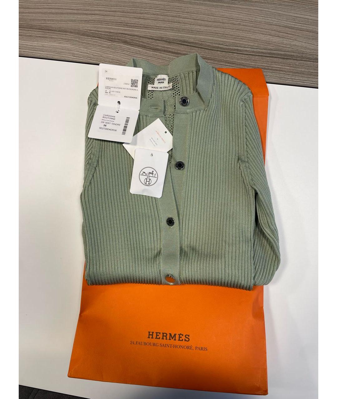 HERMES Зеленый шелковый джемпер / свитер, фото 8