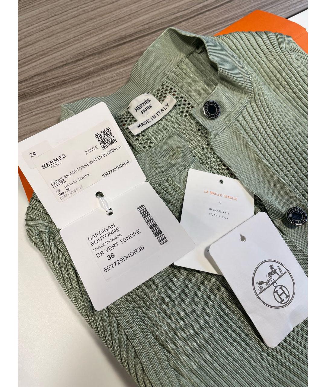 HERMES Зеленый шелковый джемпер / свитер, фото 6