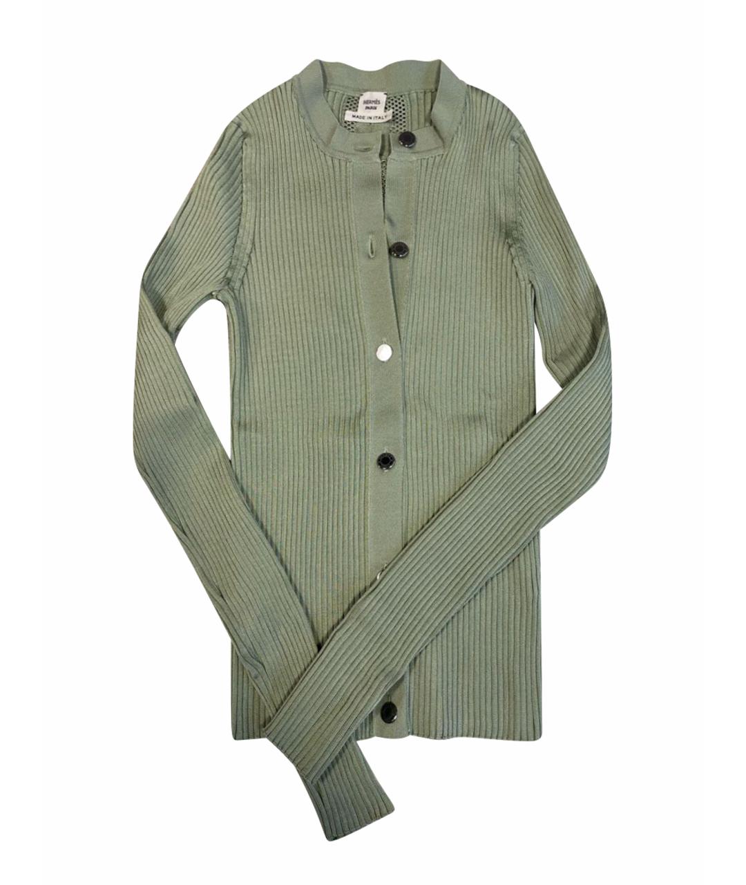 HERMES Зеленый шелковый джемпер / свитер, фото 1