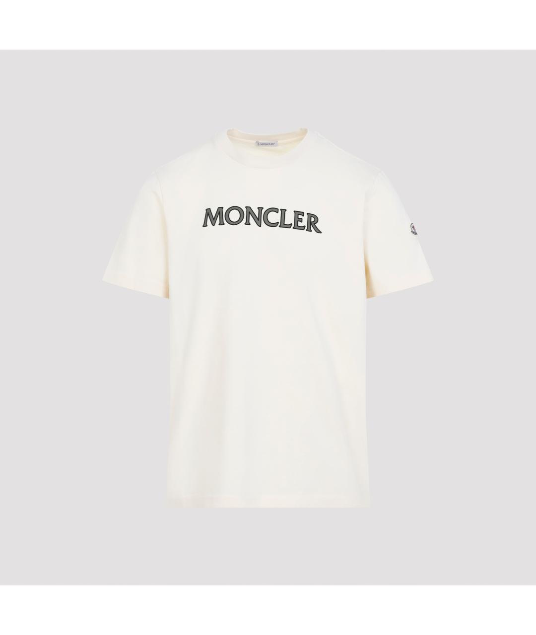MONCLER Бежевая хлопковая футболка, фото 2