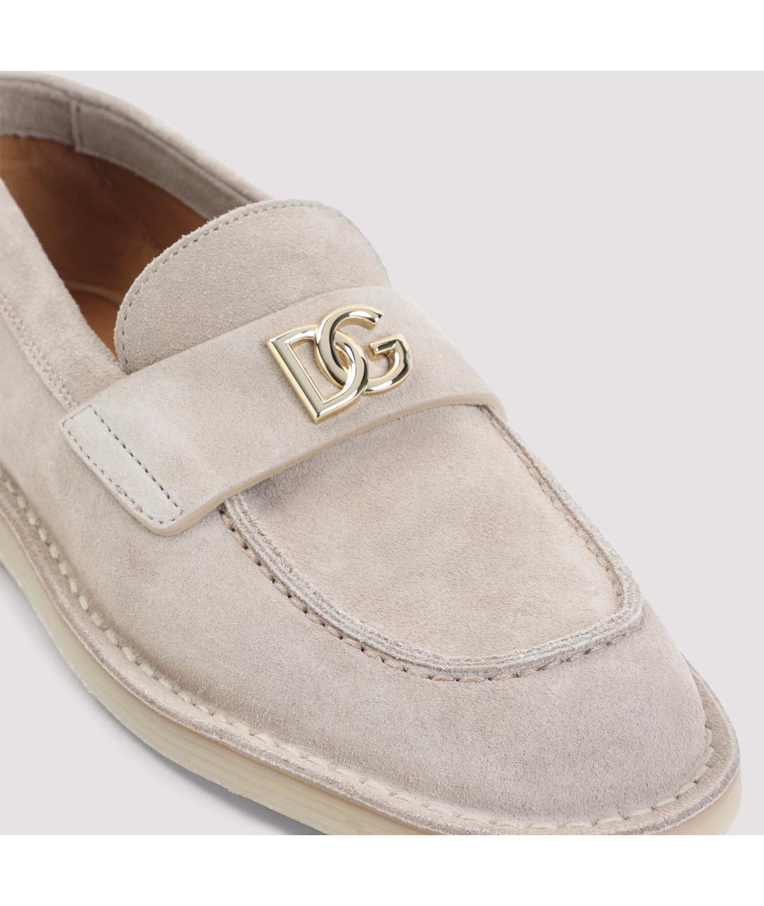 DOLCE&GABBANA Бежевые замшевые лоферы, фото 5