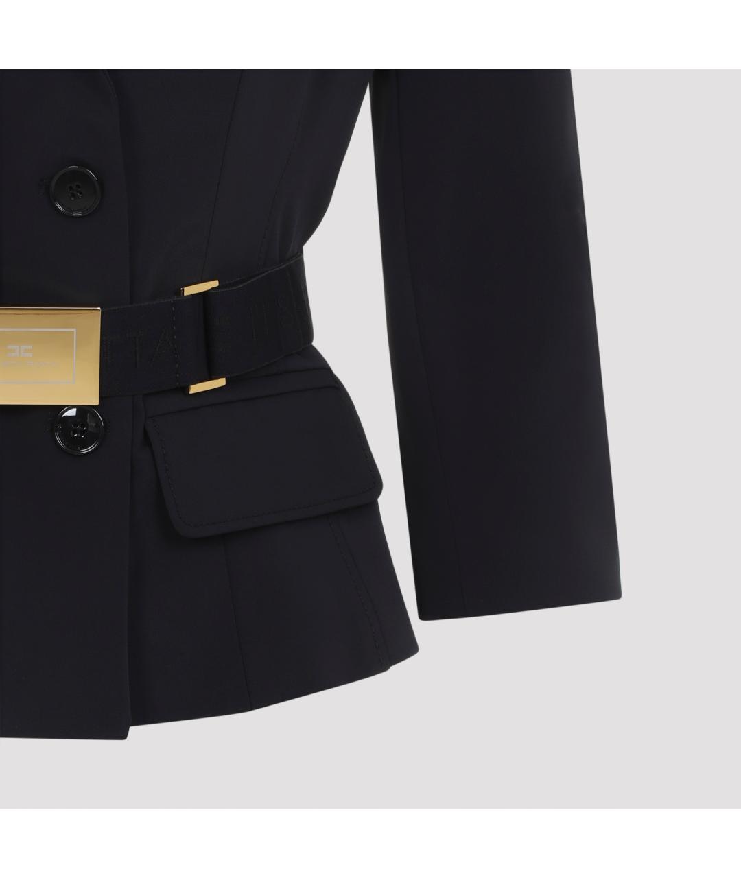 ELISABETTA FRANCHI Черный полиамидовый жакет/пиджак, фото 4