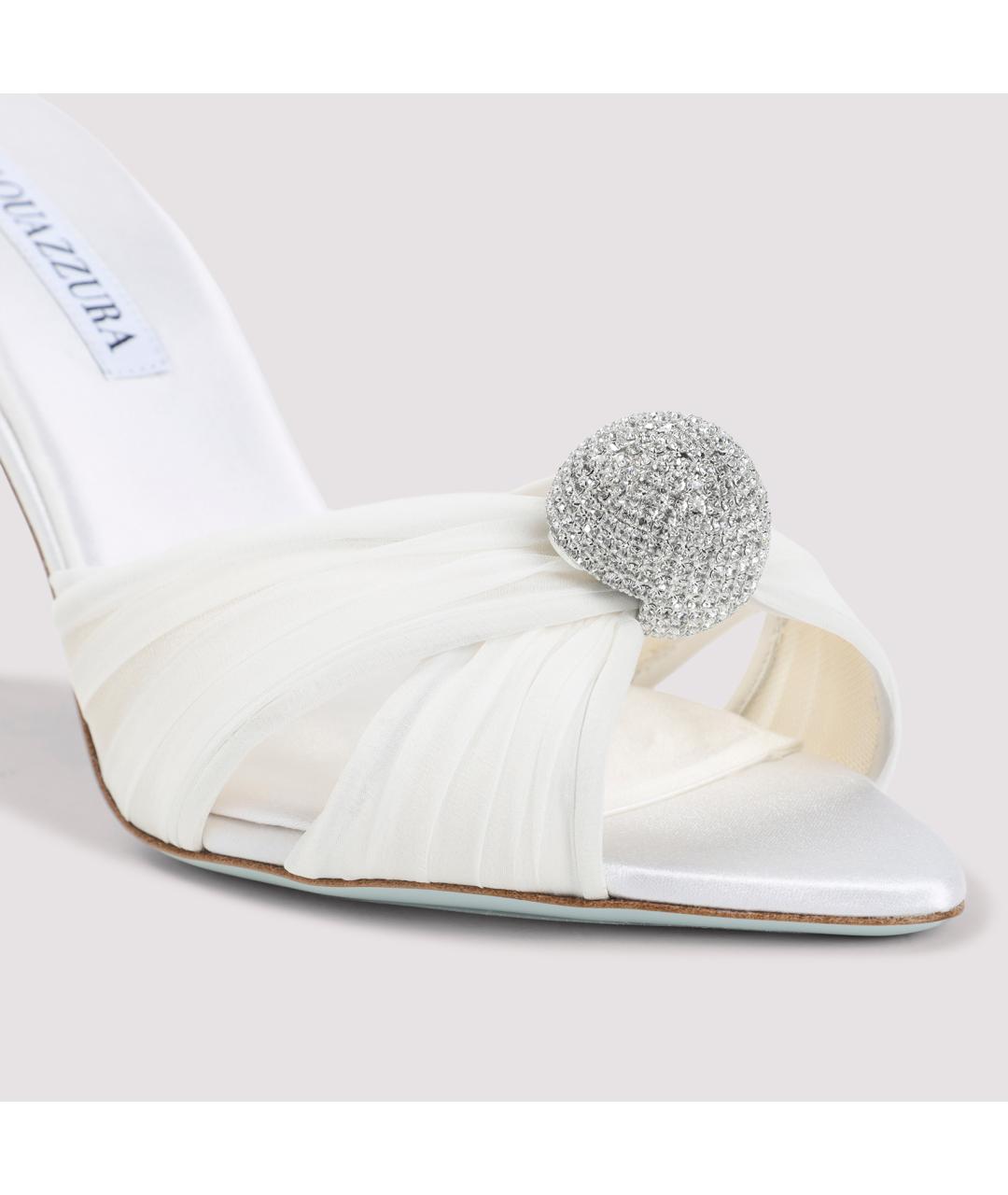 AQUAZZURA Белые текстильные мюли, фото 4