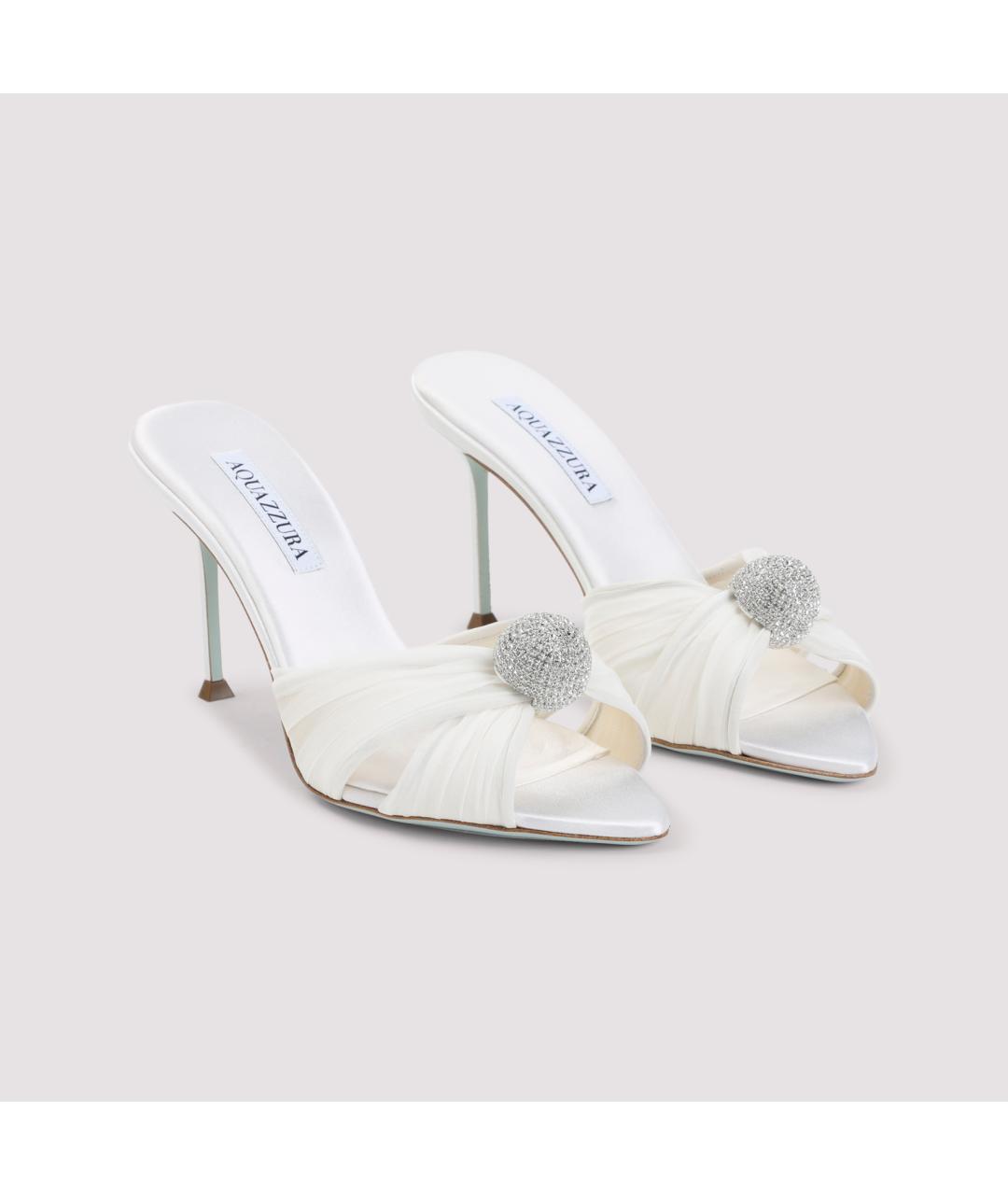 AQUAZZURA Белые текстильные мюли, фото 3