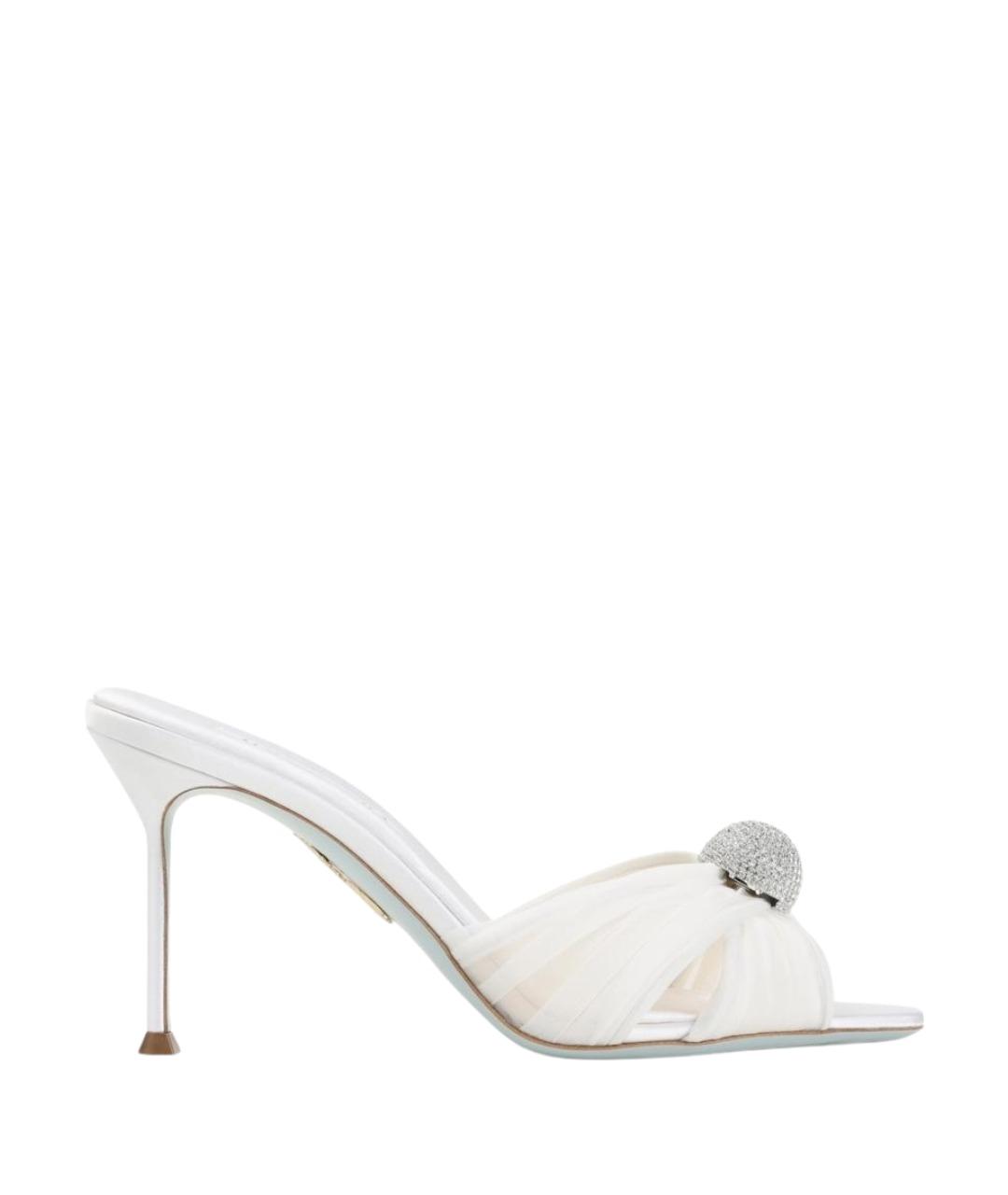 AQUAZZURA Белые текстильные мюли, фото 1