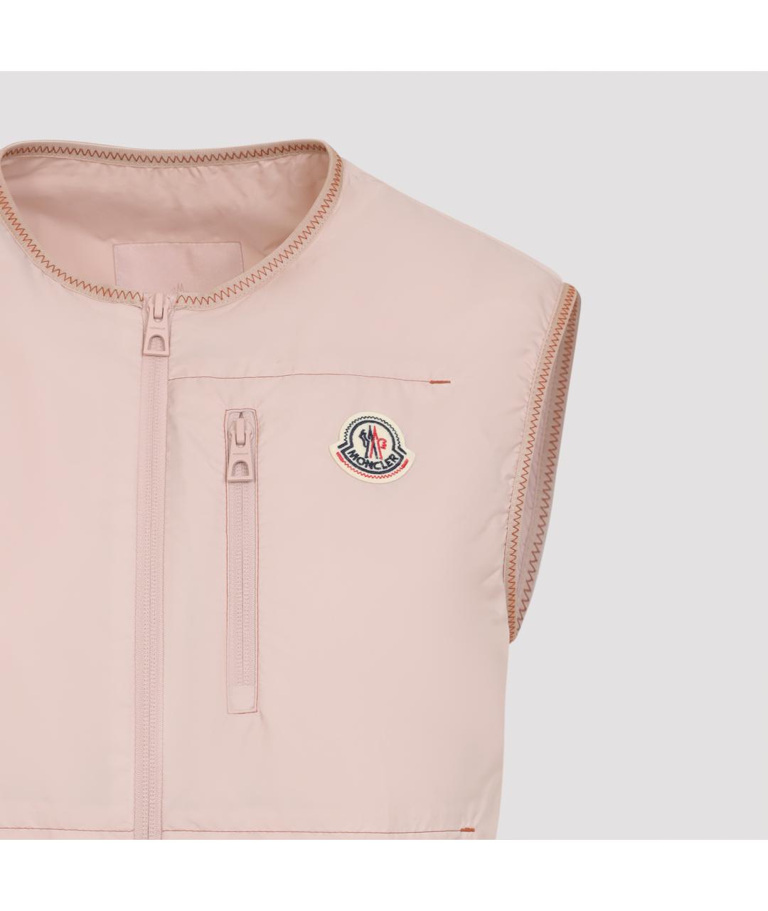 MONCLER Розовый полиэстеровый жилет, фото 3