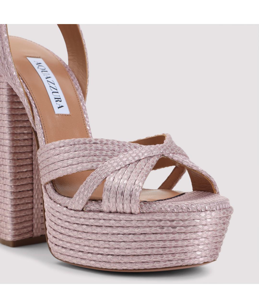 AQUAZZURA Розовые кожаные босоножки, фото 5