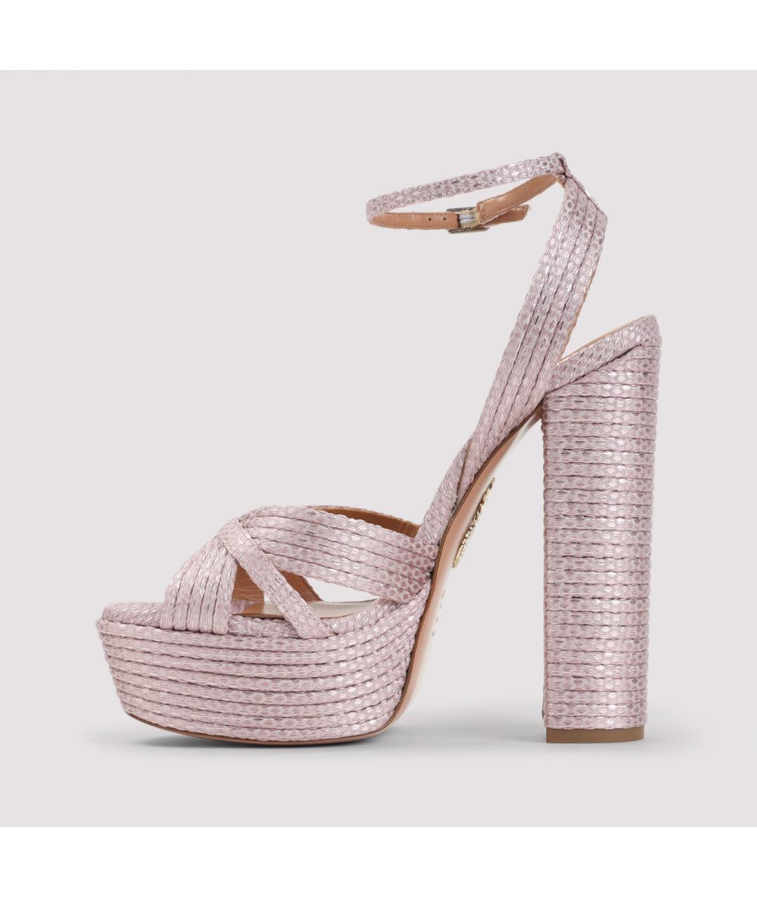 AQUAZZURA Розовые кожаные босоножки, фото 3