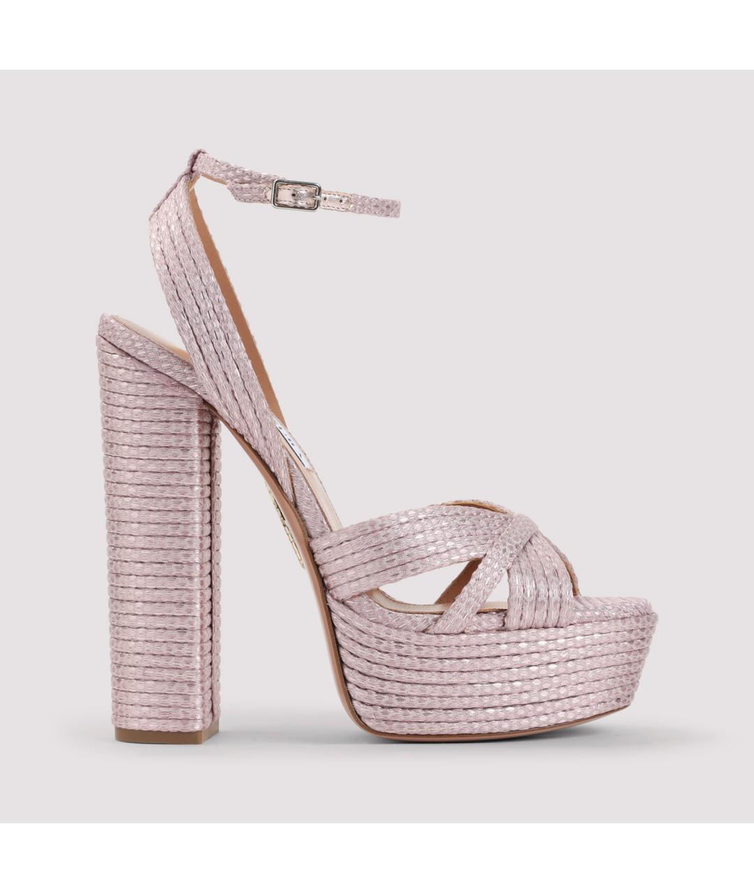 AQUAZZURA Розовые кожаные босоножки, фото 2