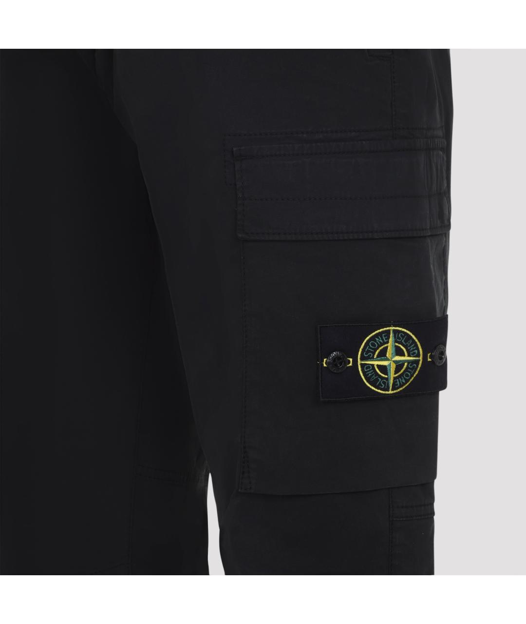 STONE ISLAND Черные хлопковые повседневные брюки, фото 4