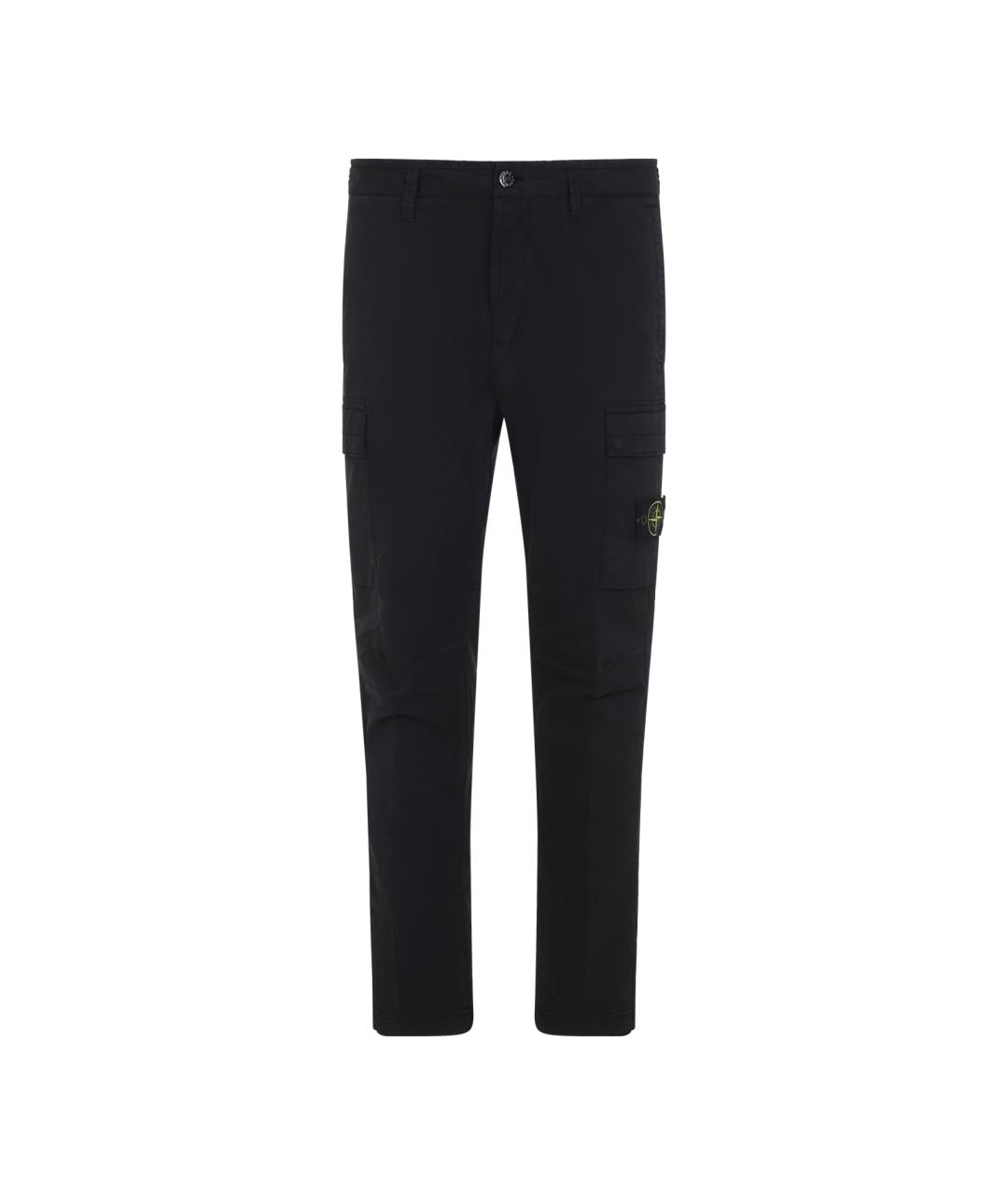 STONE ISLAND Черные хлопковые повседневные брюки, фото 1