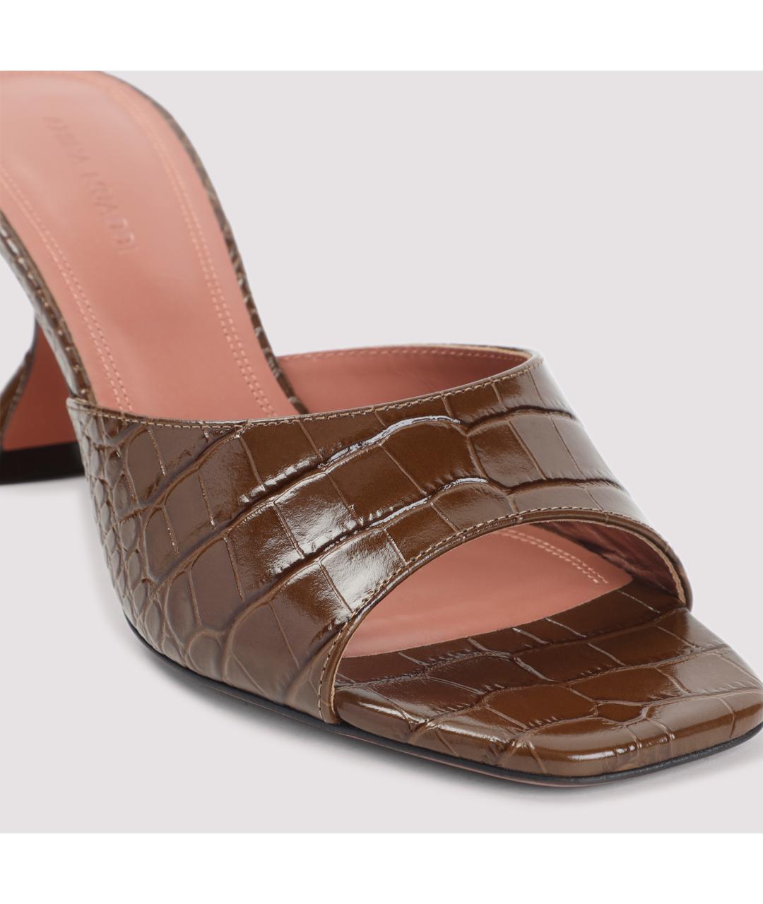 Amina Muaddi Коричневые кожаные мюли, фото 6