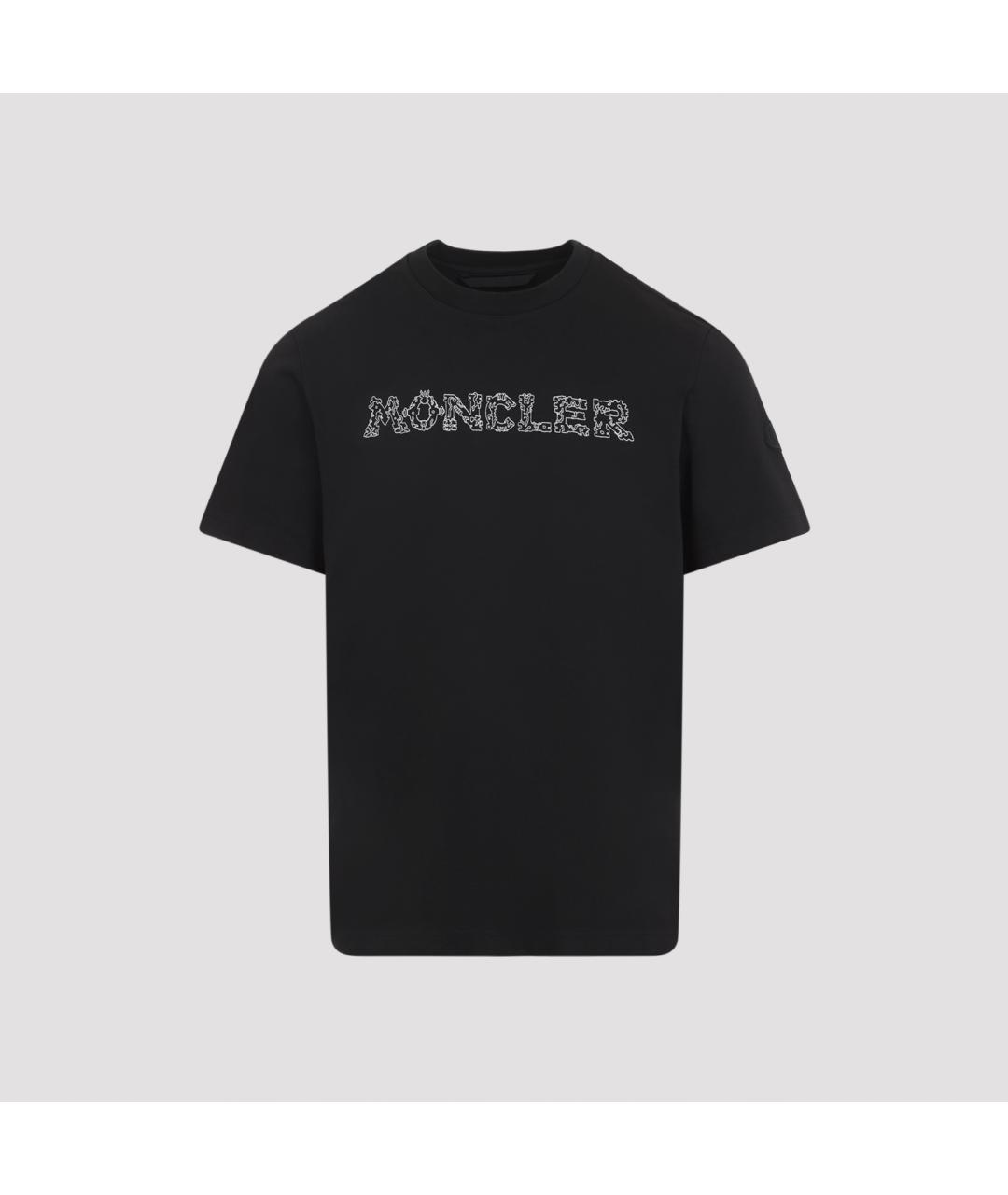 MONCLER Черная хлопковая футболка, фото 2