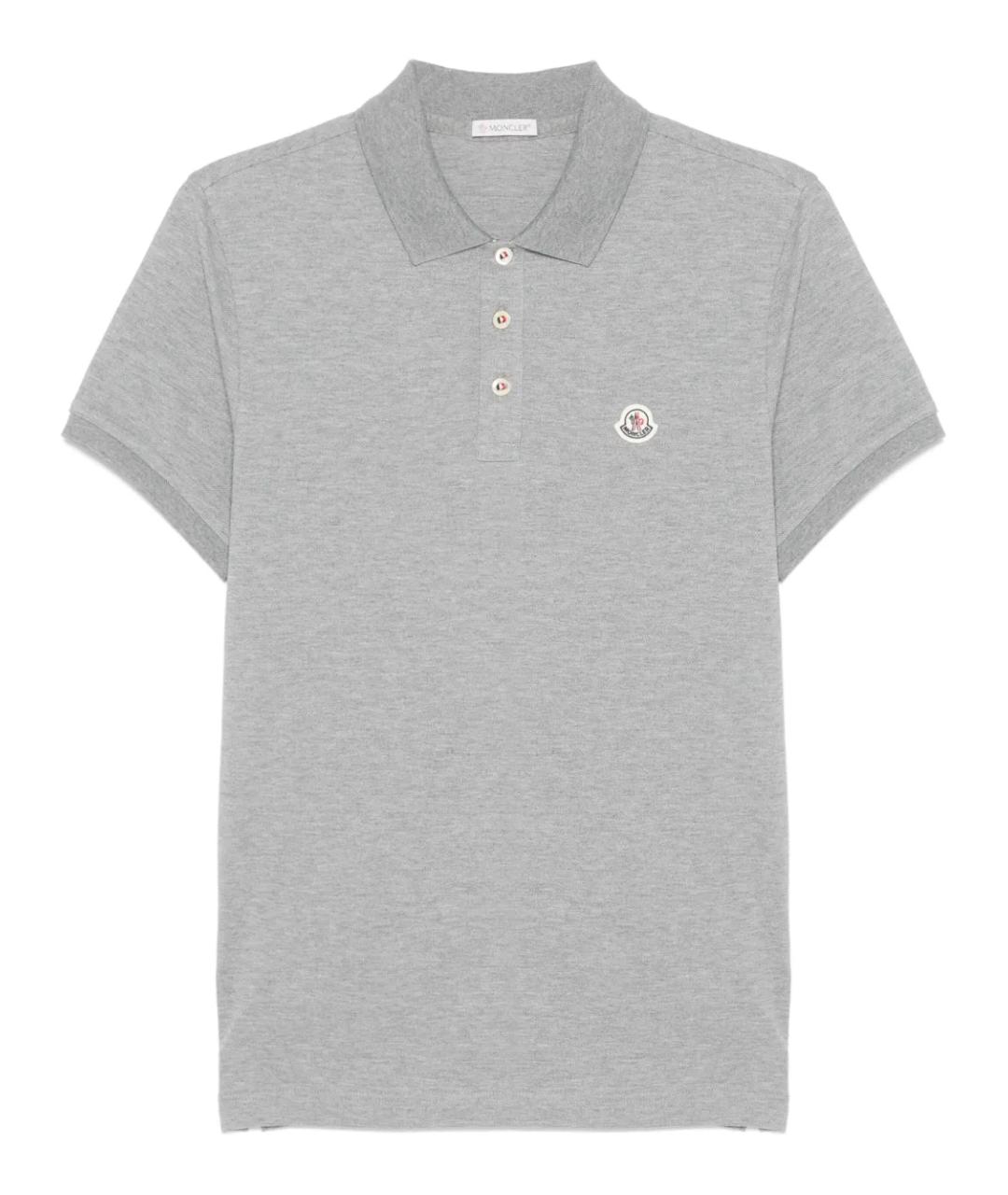 MONCLER Серое хлопковое поло с коротким рукавом, фото 1