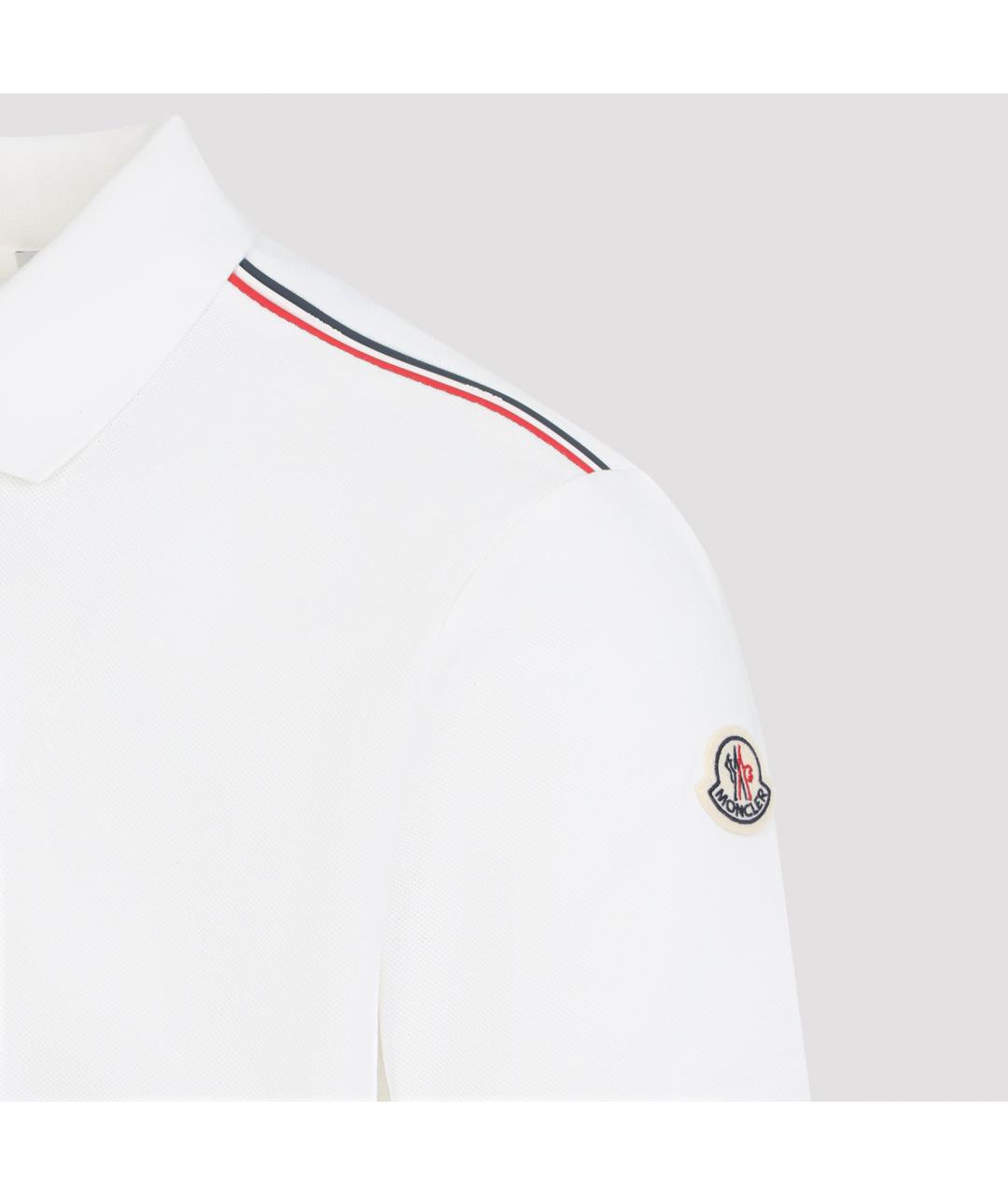 MONCLER Белое хлопковое поло с коротким рукавом, фото 4